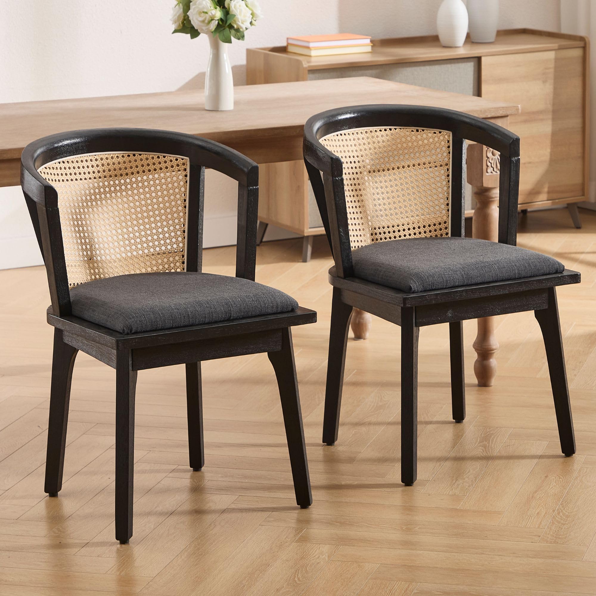 Janoray Dining Chairs with Cane Woven Back Set of 2 - 10085DC