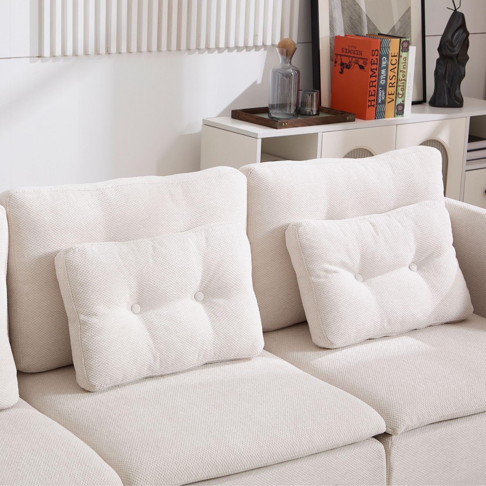 VESCASA Chenille 56.5" Modular Sectional Sofa with Waist Pillow - 90041SF