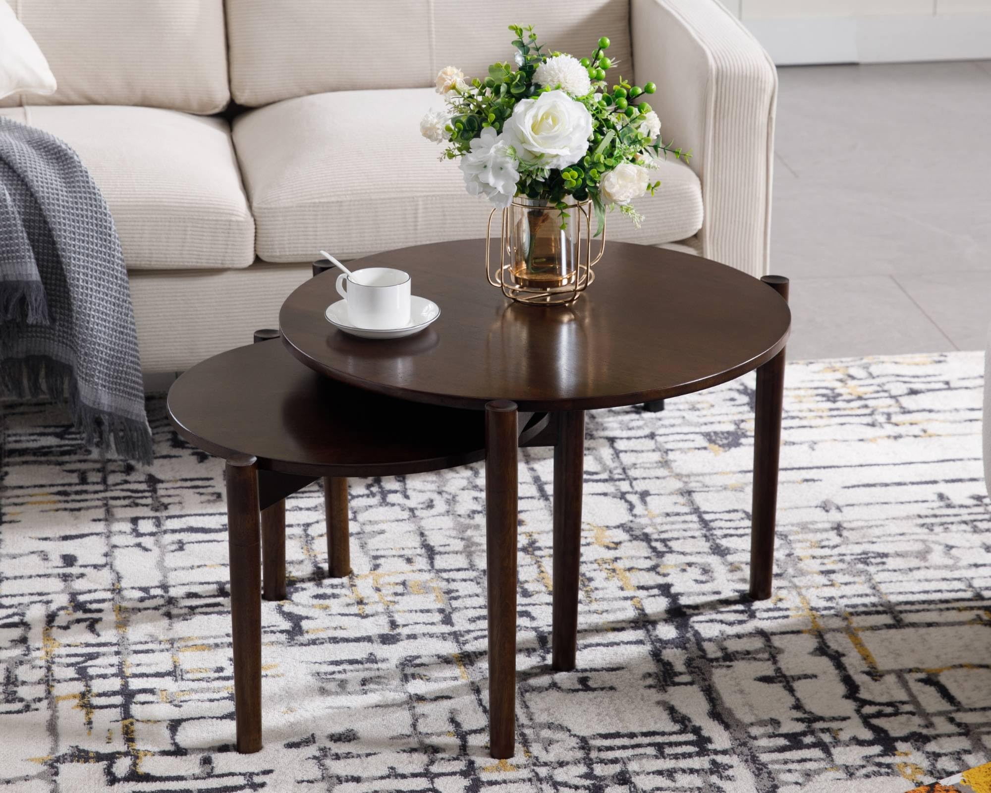 VESCASA Modern Side Round Table Nesting Coffee Table - XX10CT