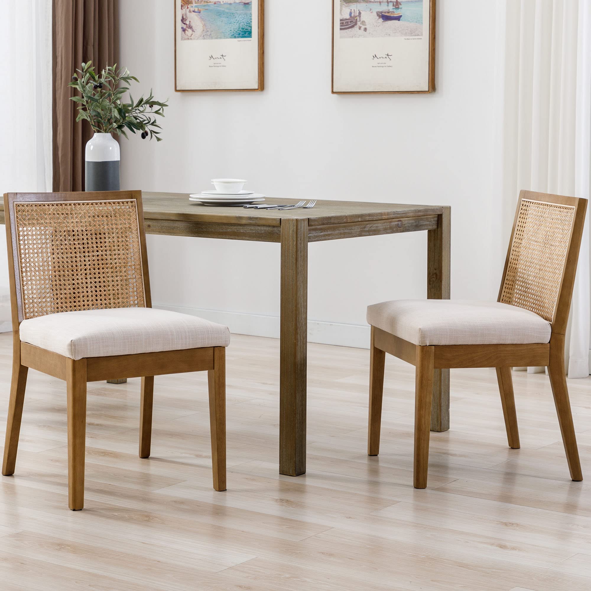 CIMOTA Square Rattan Back Dining Chairs Set of 2 - 1932DC