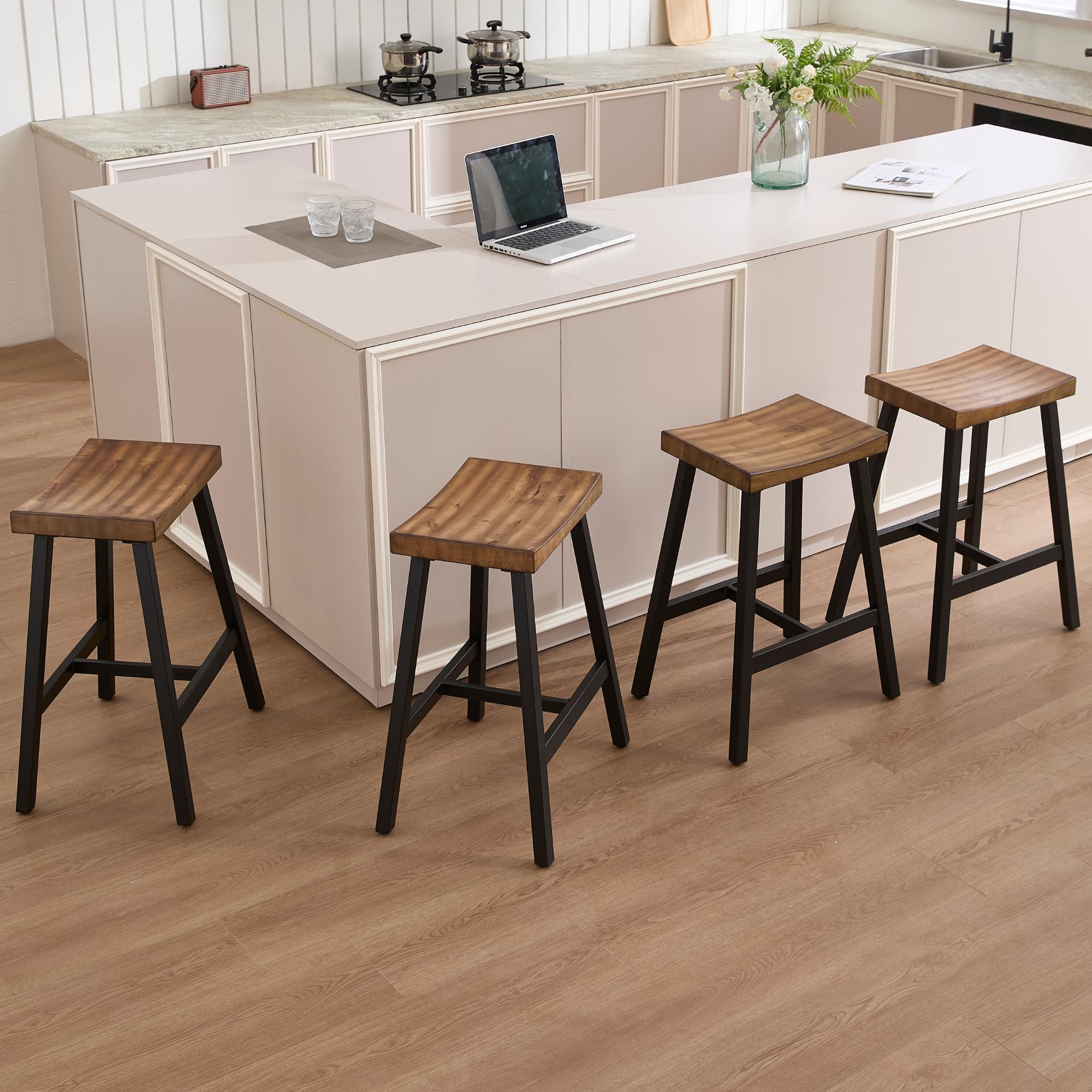 26"H Backless Wood Counter Stools - 0519CS
