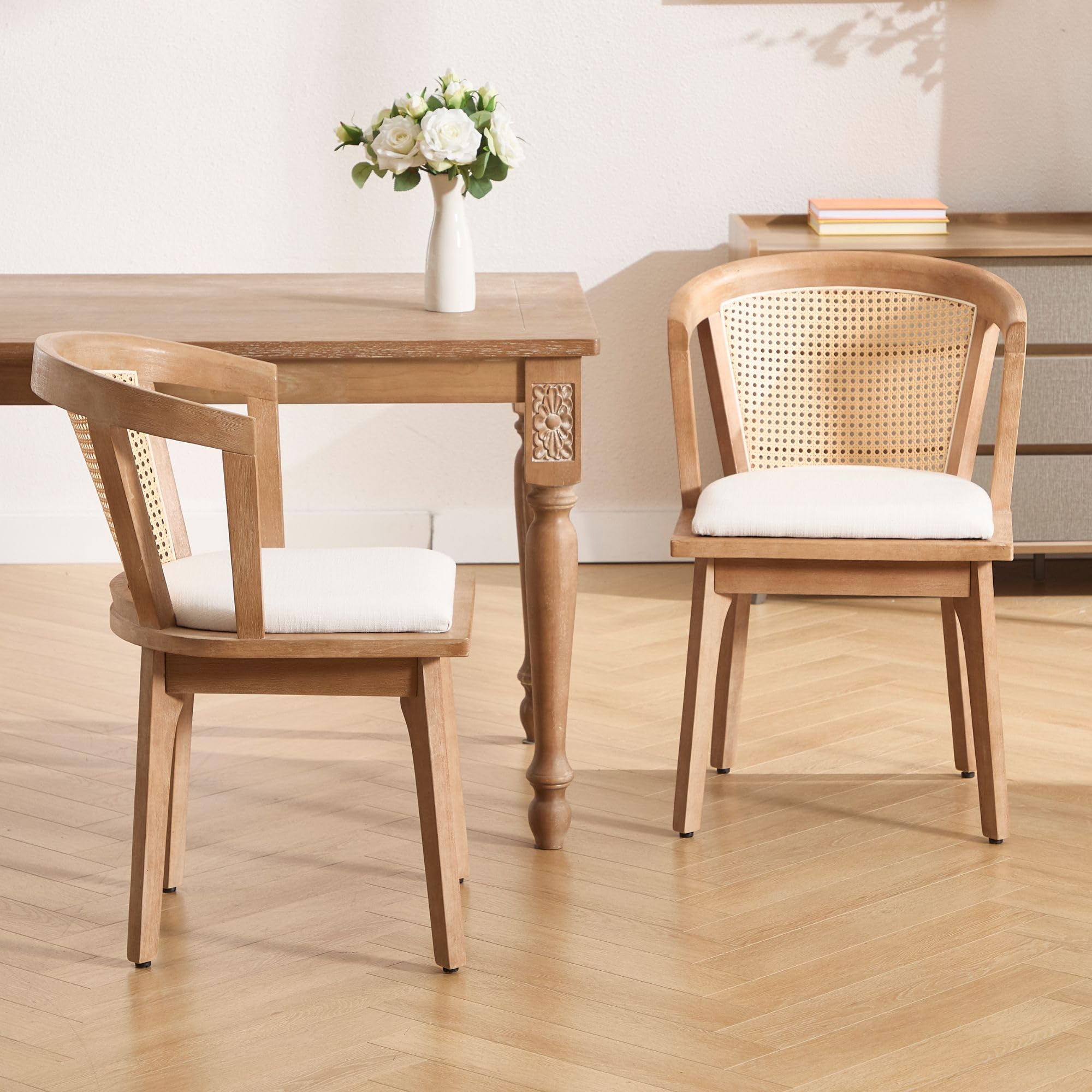 Janoray Dining Chairs with Cane Woven Back Set of 2 - 10085DC