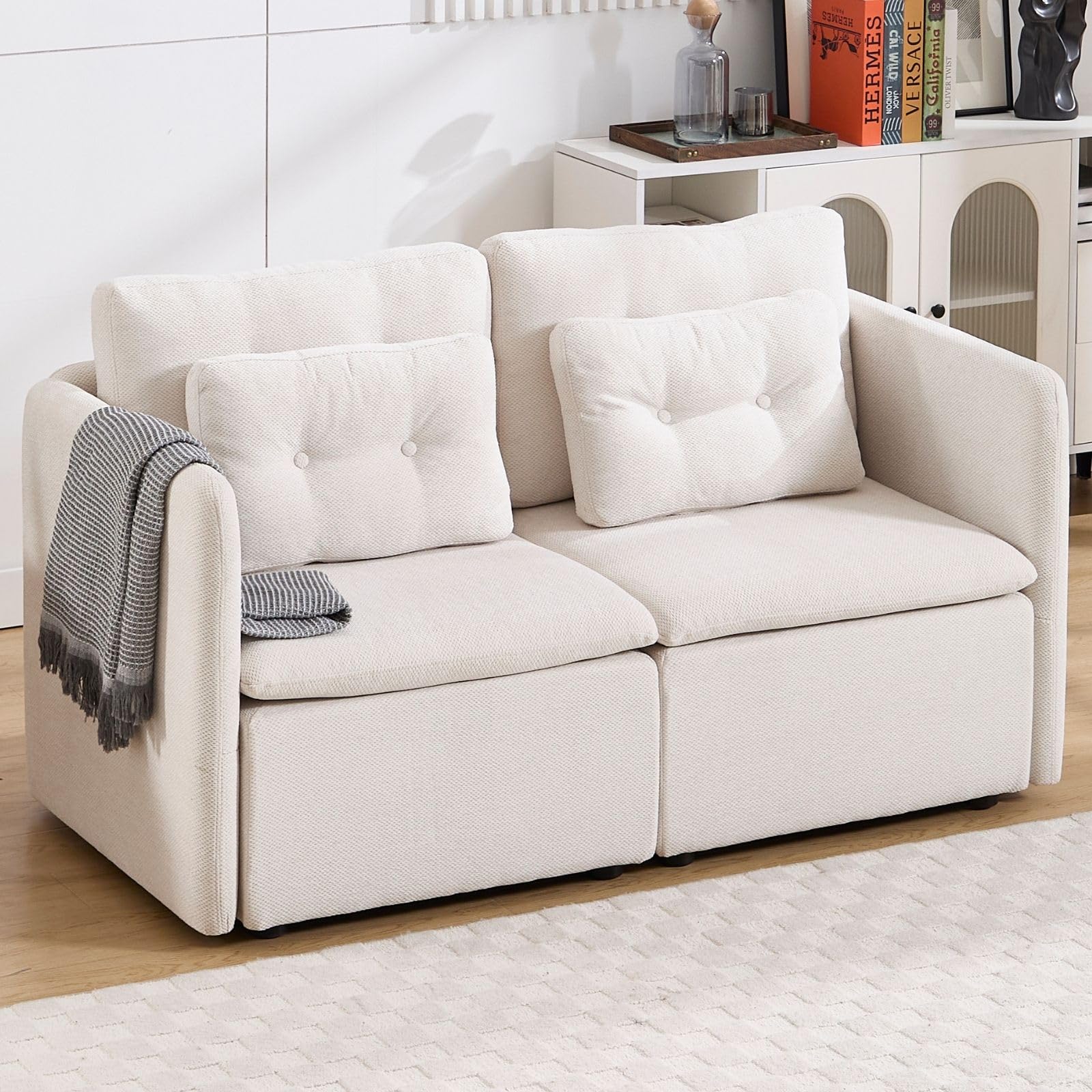 VESCASA Chenille 56.5" Modular Sectional Sofa with Waist Pillow - 90041SF