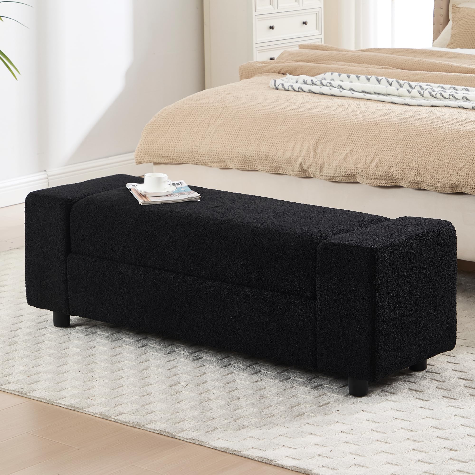 ROCITY 55" Upholstered Storage Bench for Entryway and Bedroom - 7060BH