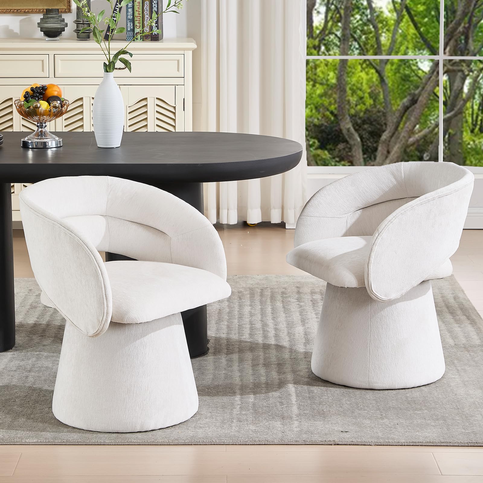 VESCASA Swivel Hollow Back Barrel Dining Chairs 1 PCS - 10074DC