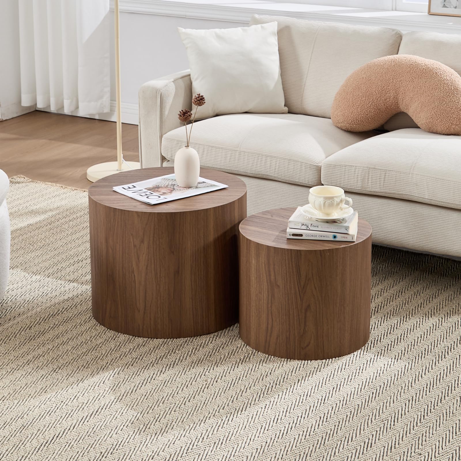 CIMOTA Round Wood Nesting Coffee Table Set of 2 - 24060CT