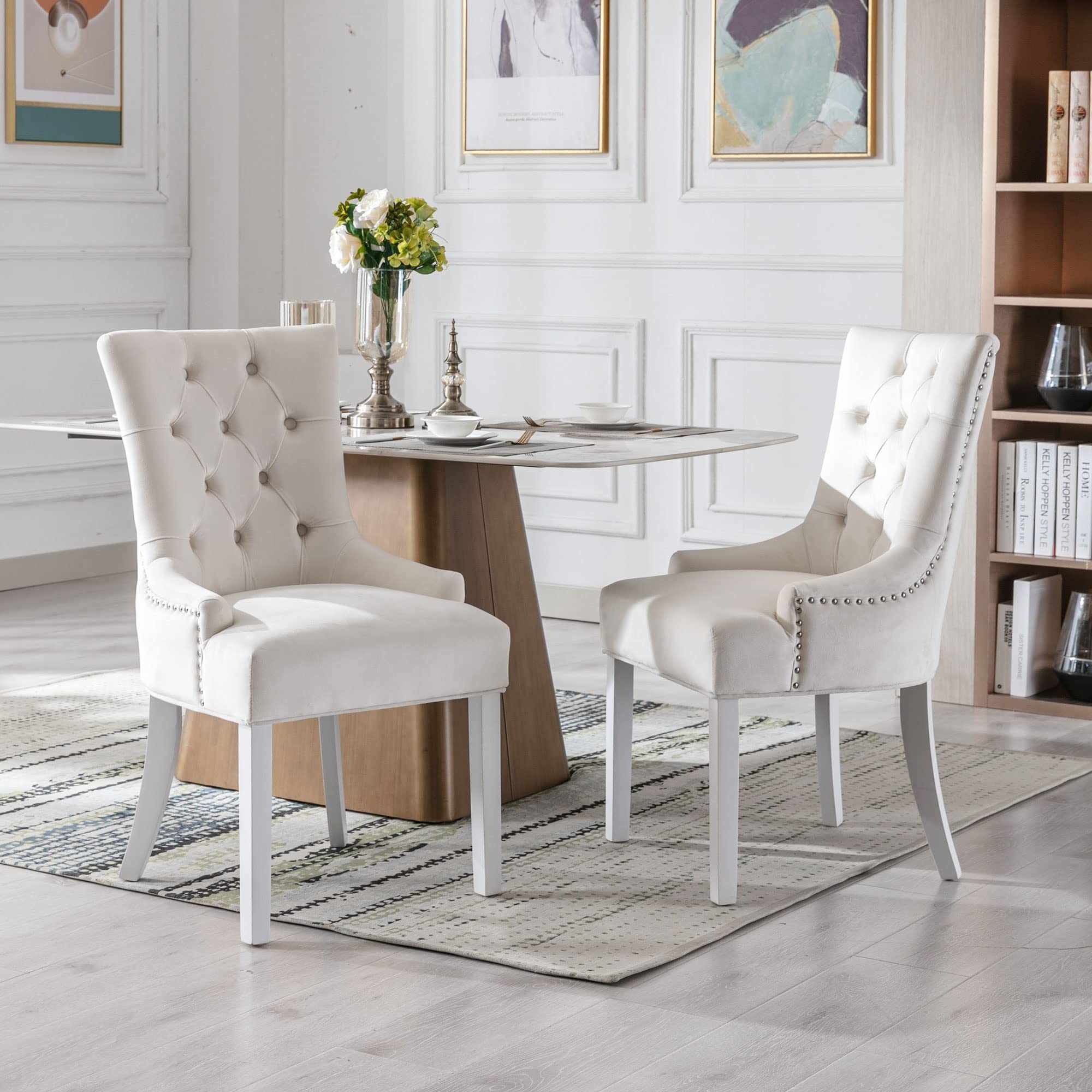 Tufted Velvet Kitchen Chairs Set of 2 - 8338DC