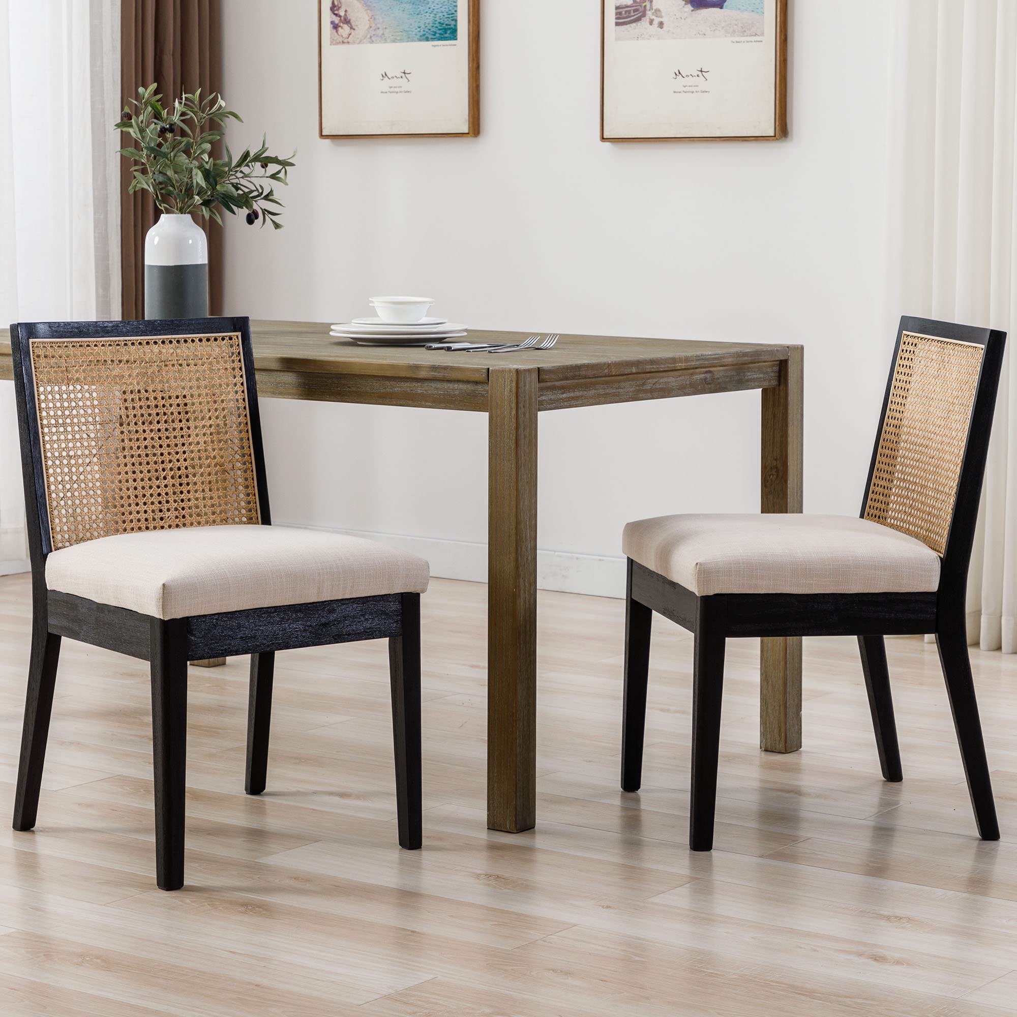 CIMOTA Square Rattan Back Dining Chairs Set of 2 - 1932DC