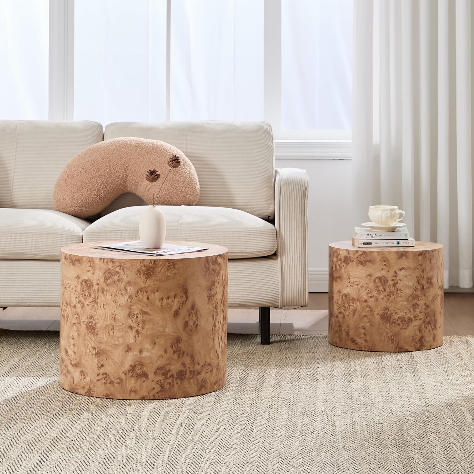 CIMOTA Round Wood Nesting Coffee Table Set of 2 - 24060CT