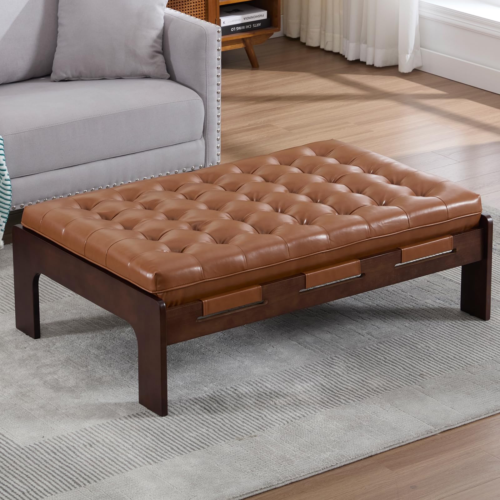 Kmax Leather Ottoman Coffee Table - 63051 & 6305CT