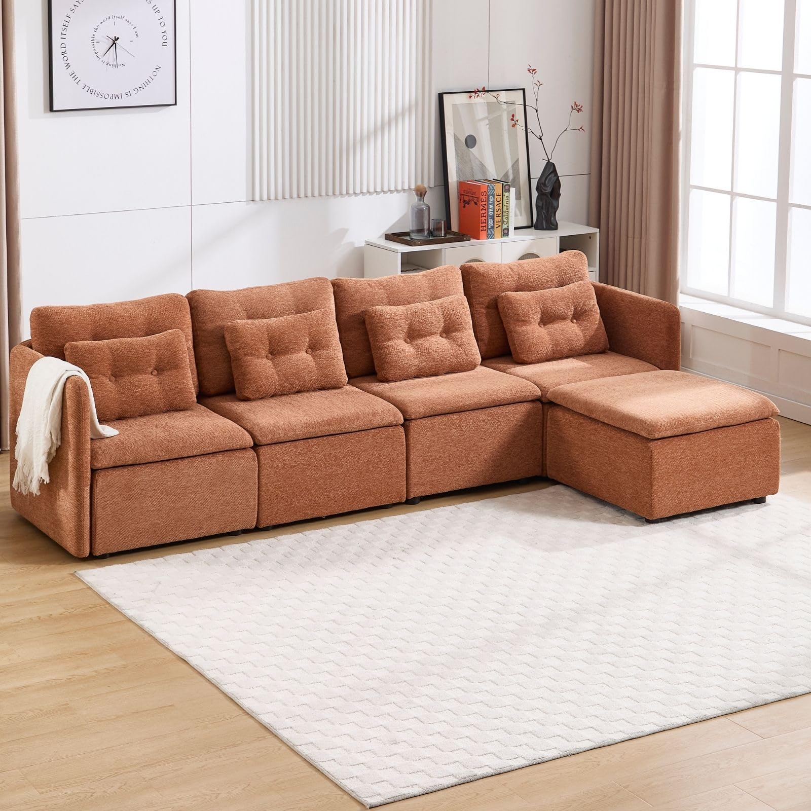 VESCASA Chenille 56.5" Modular Sectional Sofa with Waist Pillow - 90041SF