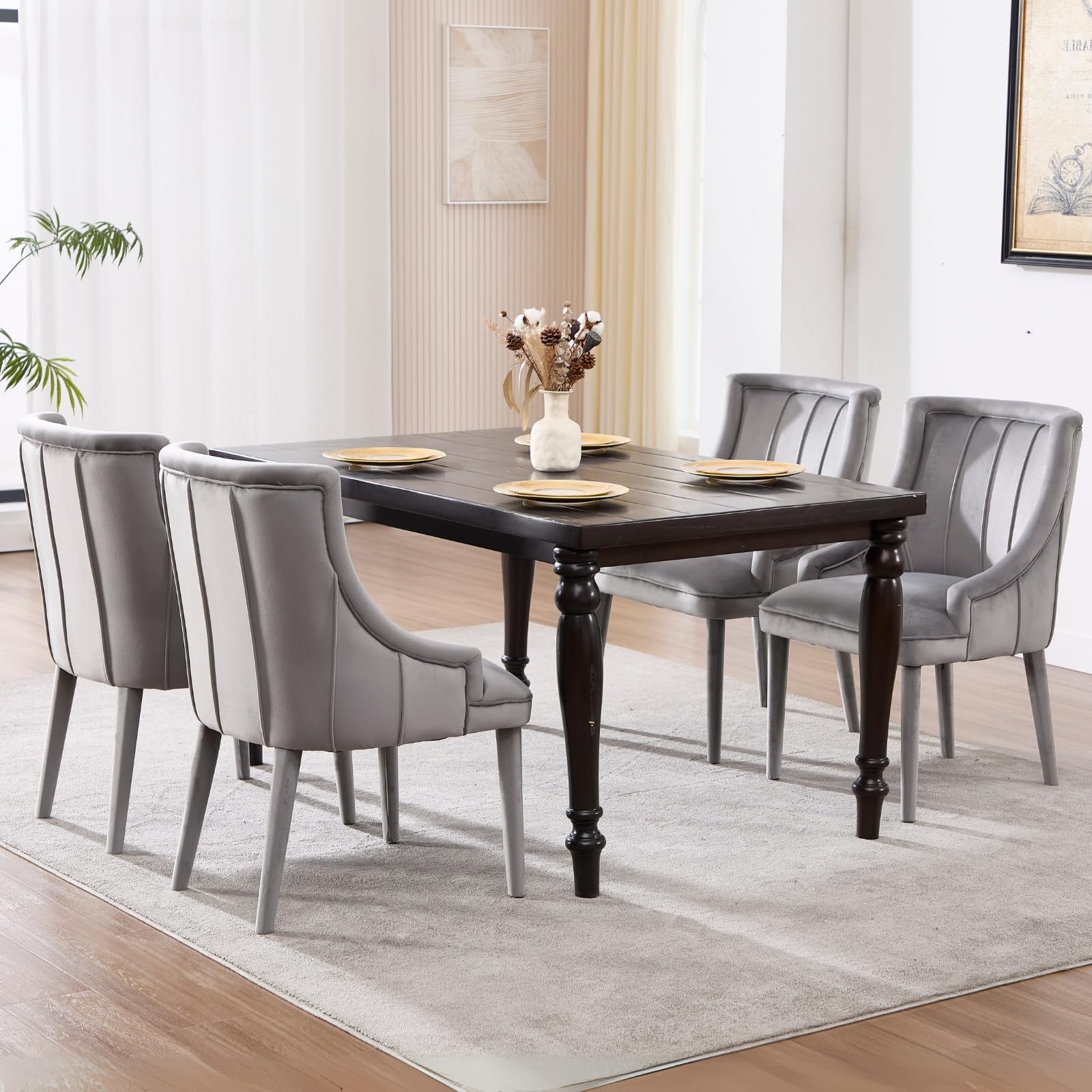 ZH4YOU Tufted Velvet Dining Room Chairs Set of 2 - 10060DC