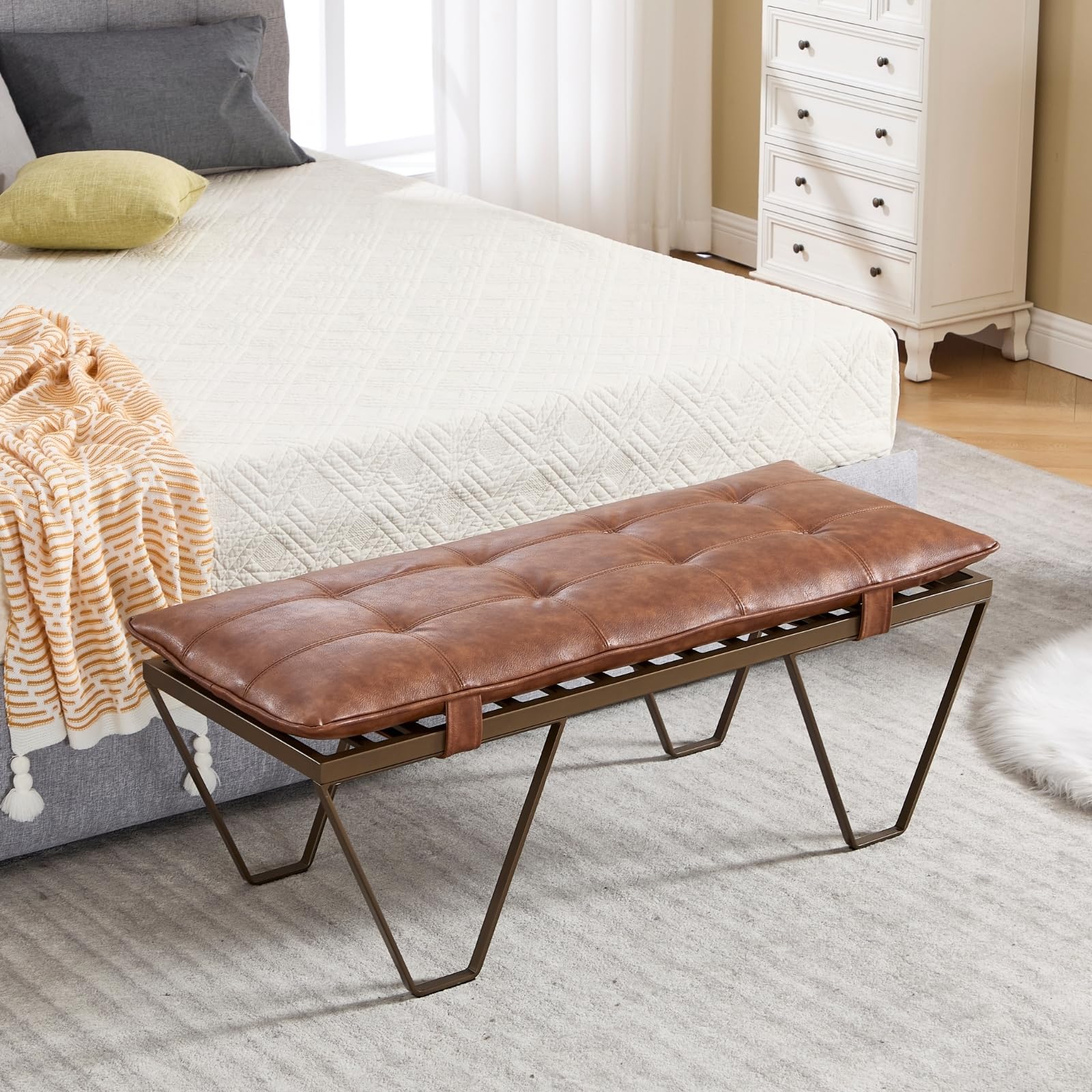 ROCITY 49" Modern Industrial Entryway Bench - 5005BH