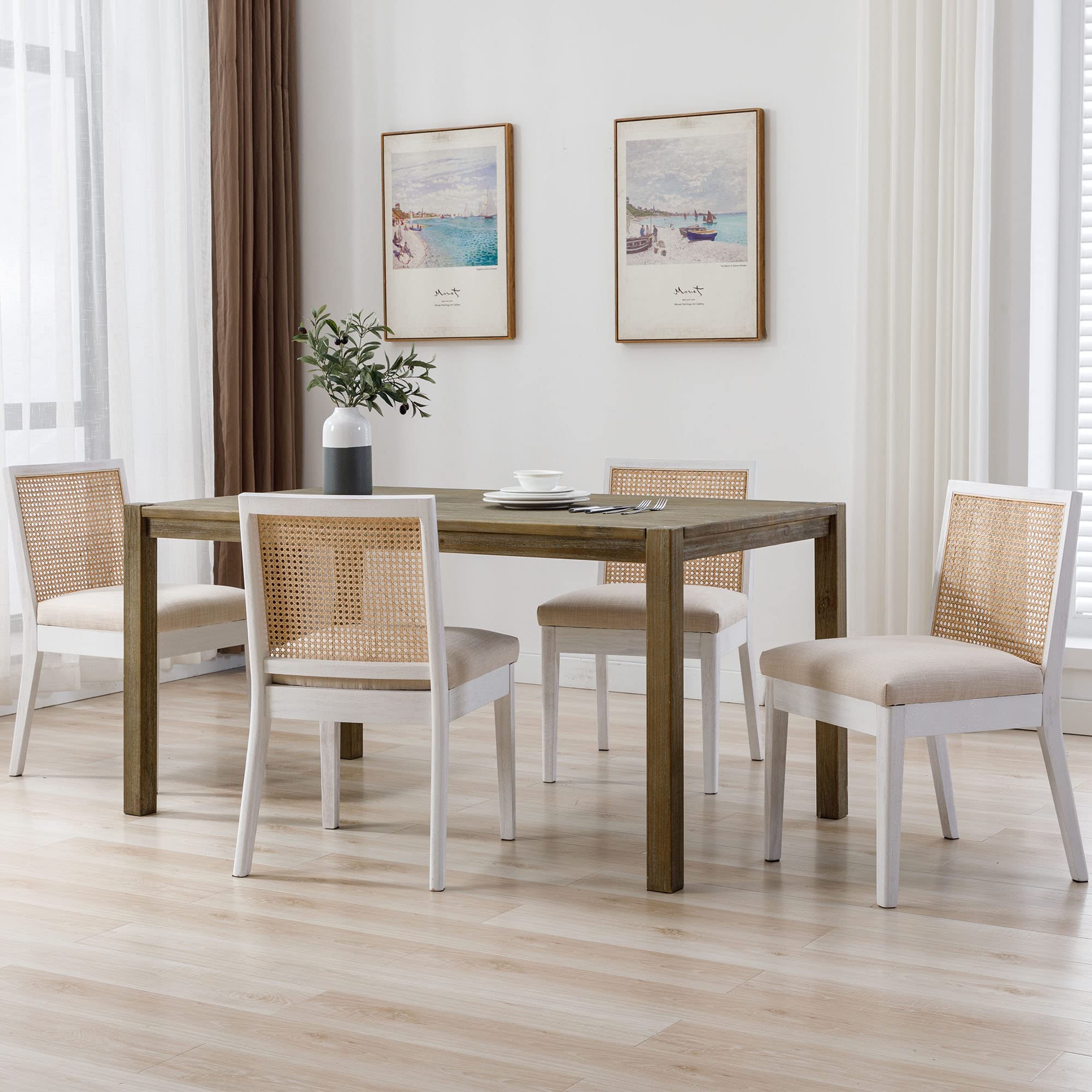 CIMOTA Square Rattan Back Dining Chairs Set of 2 - 1932DC