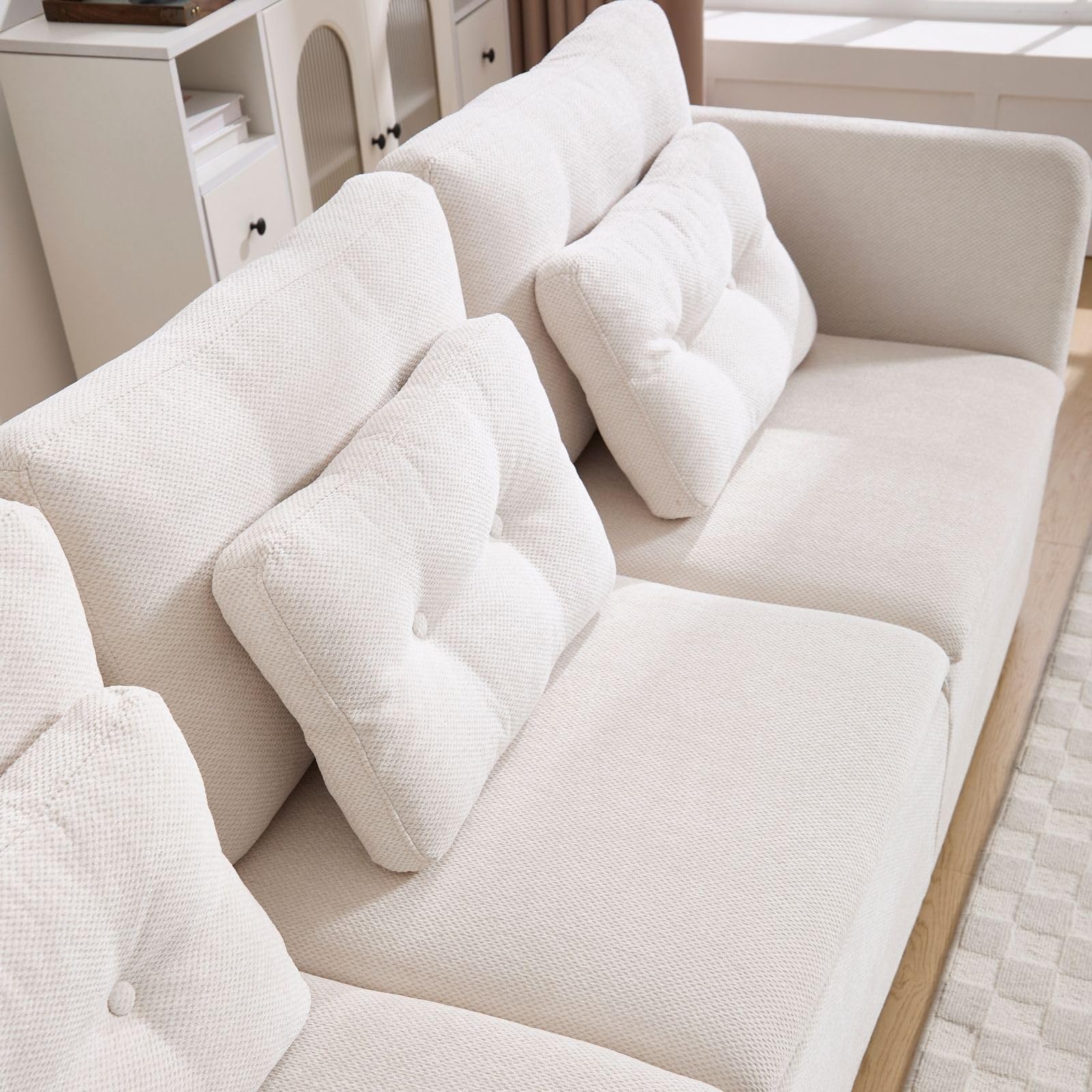 VESCASA Chenille 56.5" Modular Sectional Sofa with Waist Pillow - 90041SF