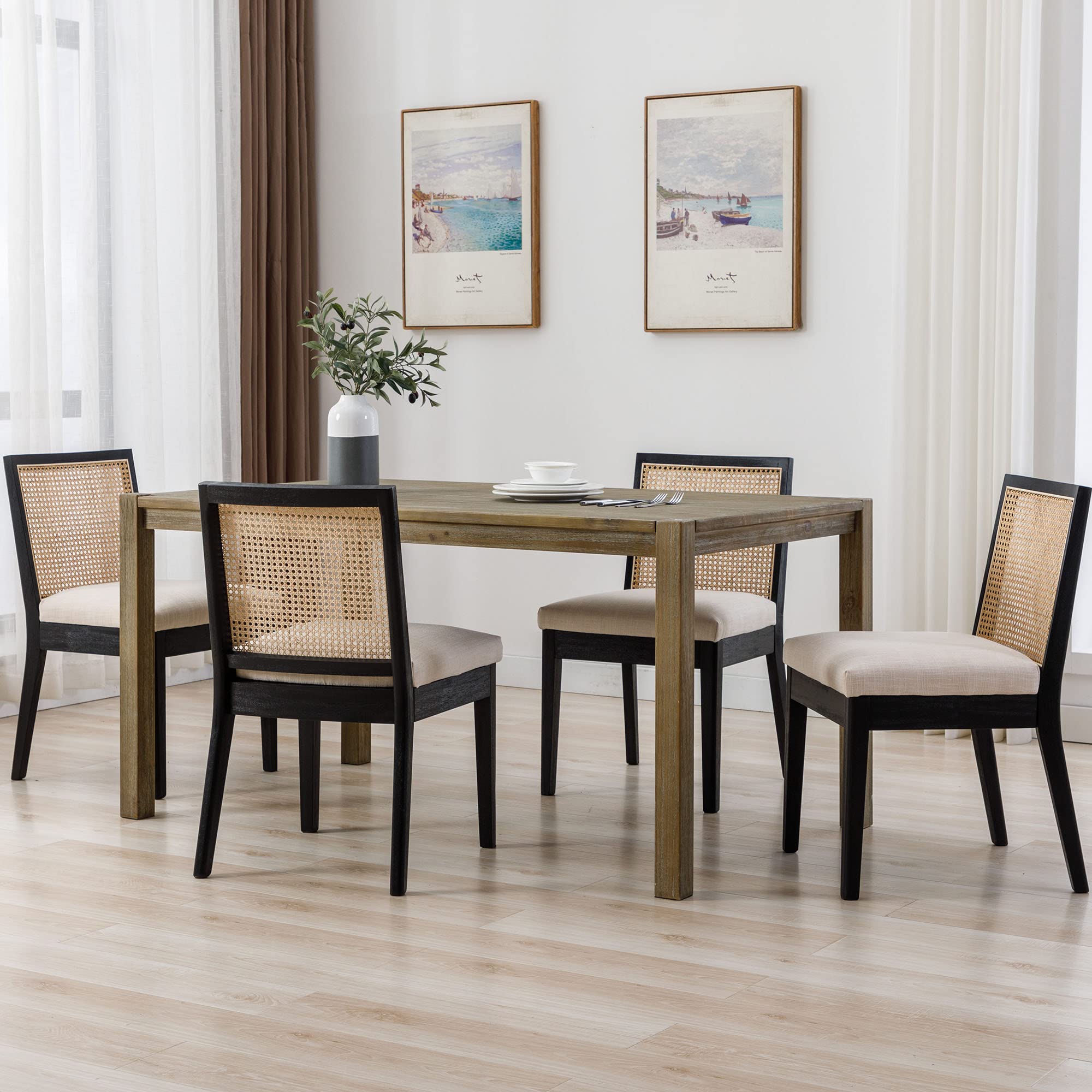 CIMOTA Square Rattan Back Dining Chairs Set of 2 - 1932DC