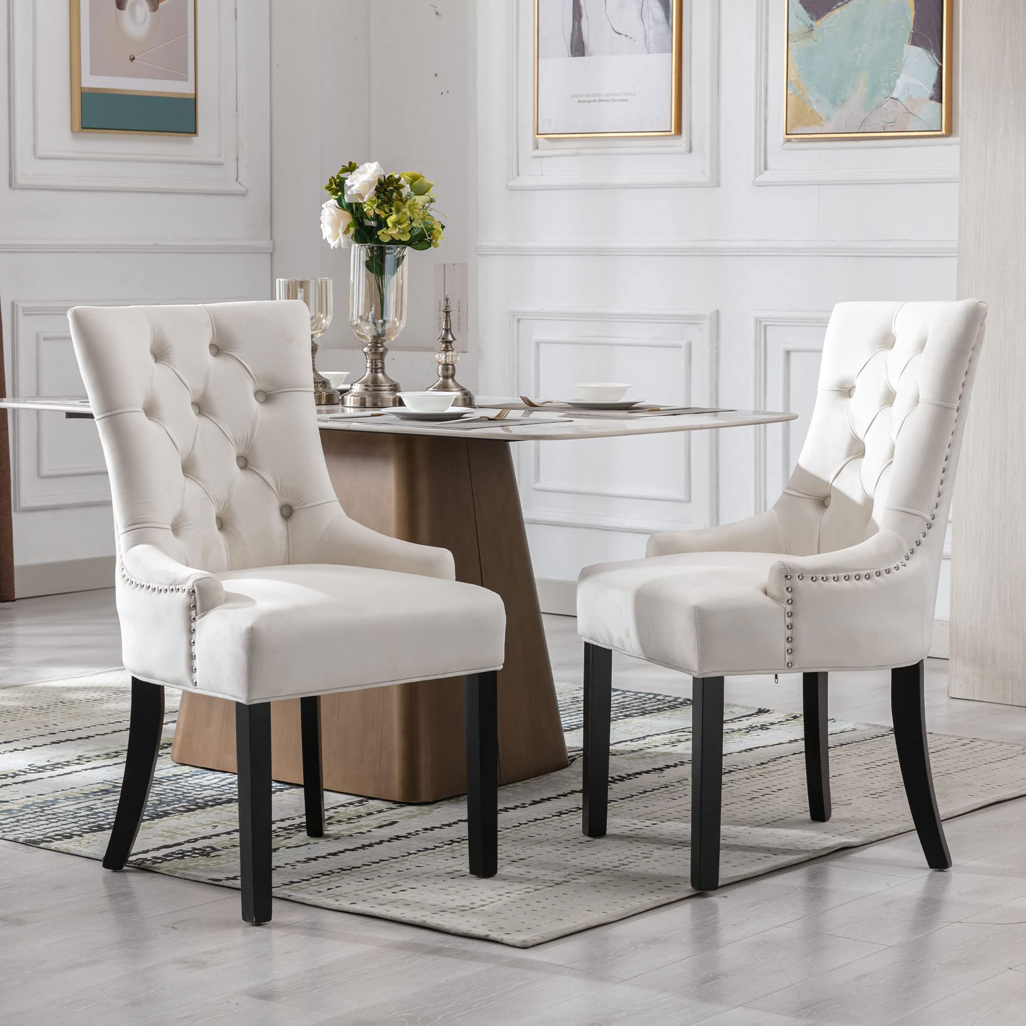 Kmax Tufted Velvet Kitchen Chairs Set of 2 - 8338DC