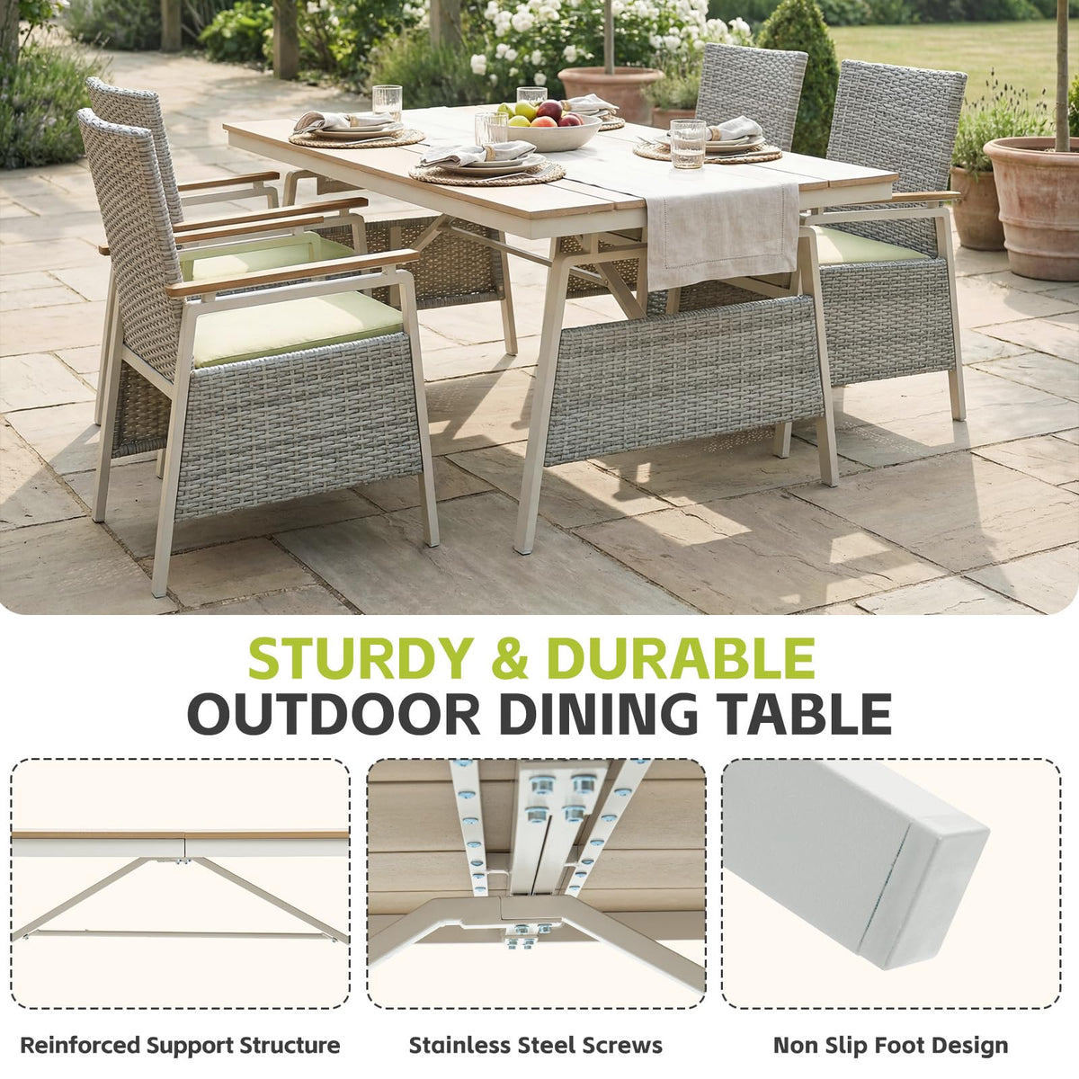 5-Piece Aluminum & PE Rattan Outdoor Patio Dining Set