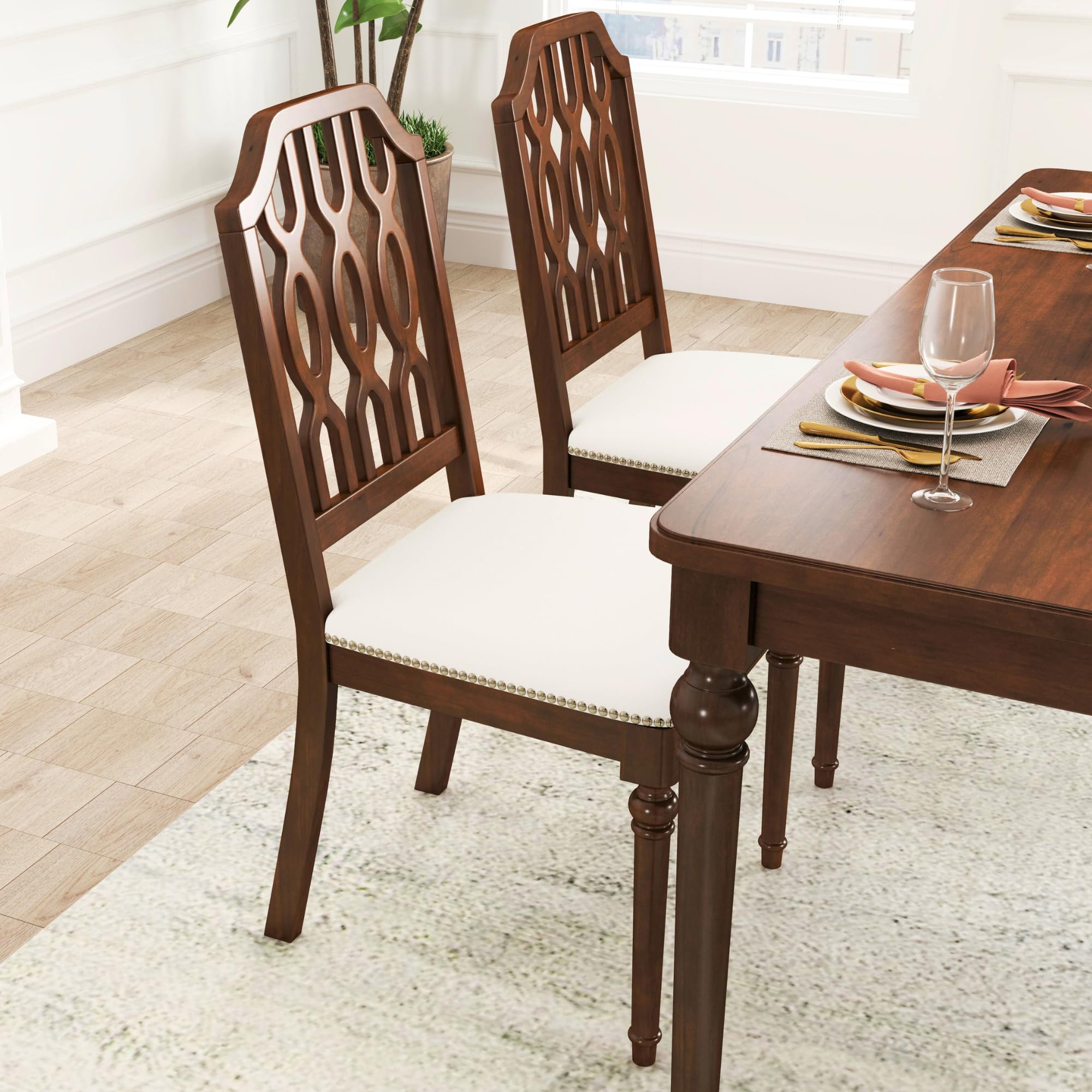 Kmax Farmhouse Rectangle Dining Chairs Set of 2 - 8171