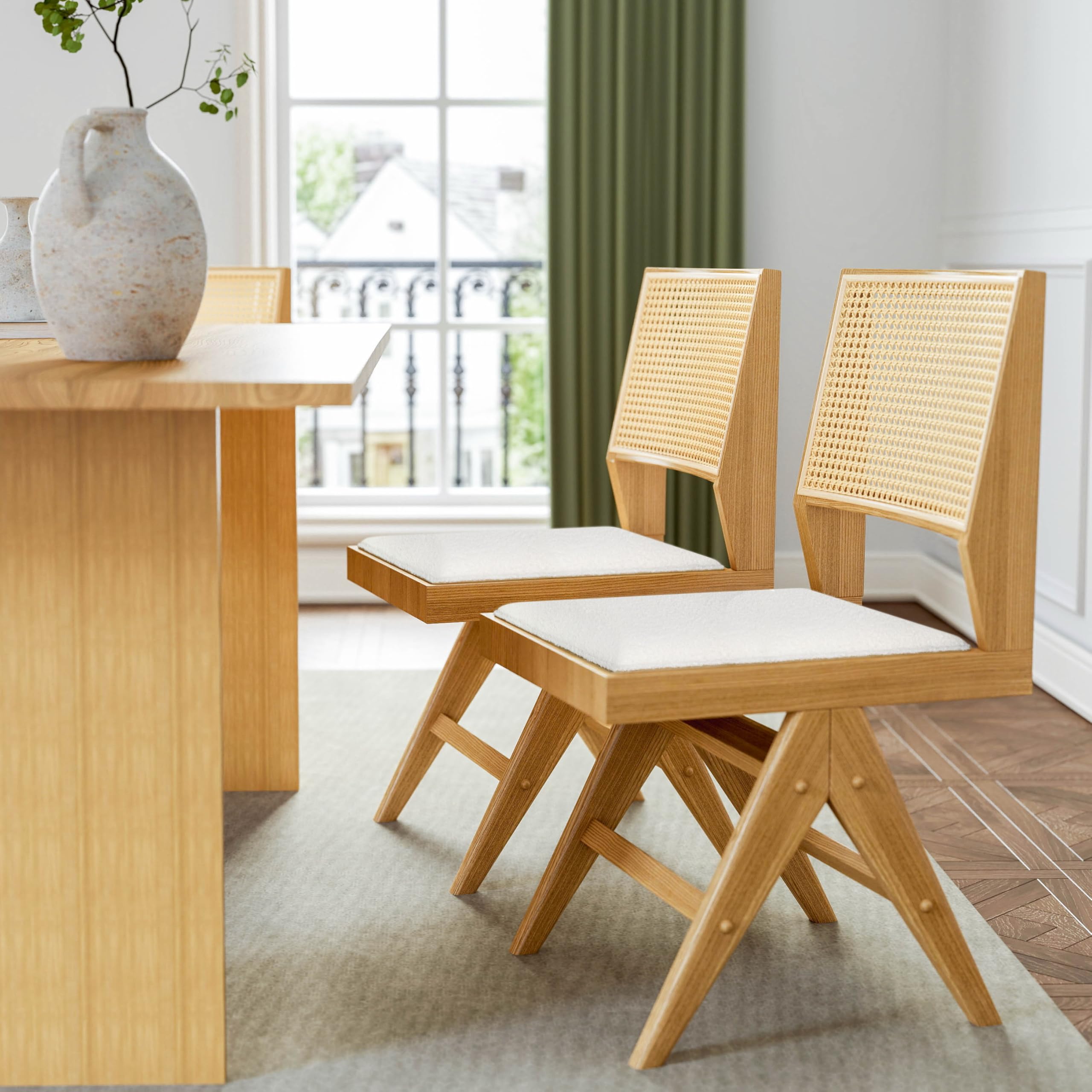 Janoray Farmhouse Wood Dining Chairs Set of 2 - 00009DC