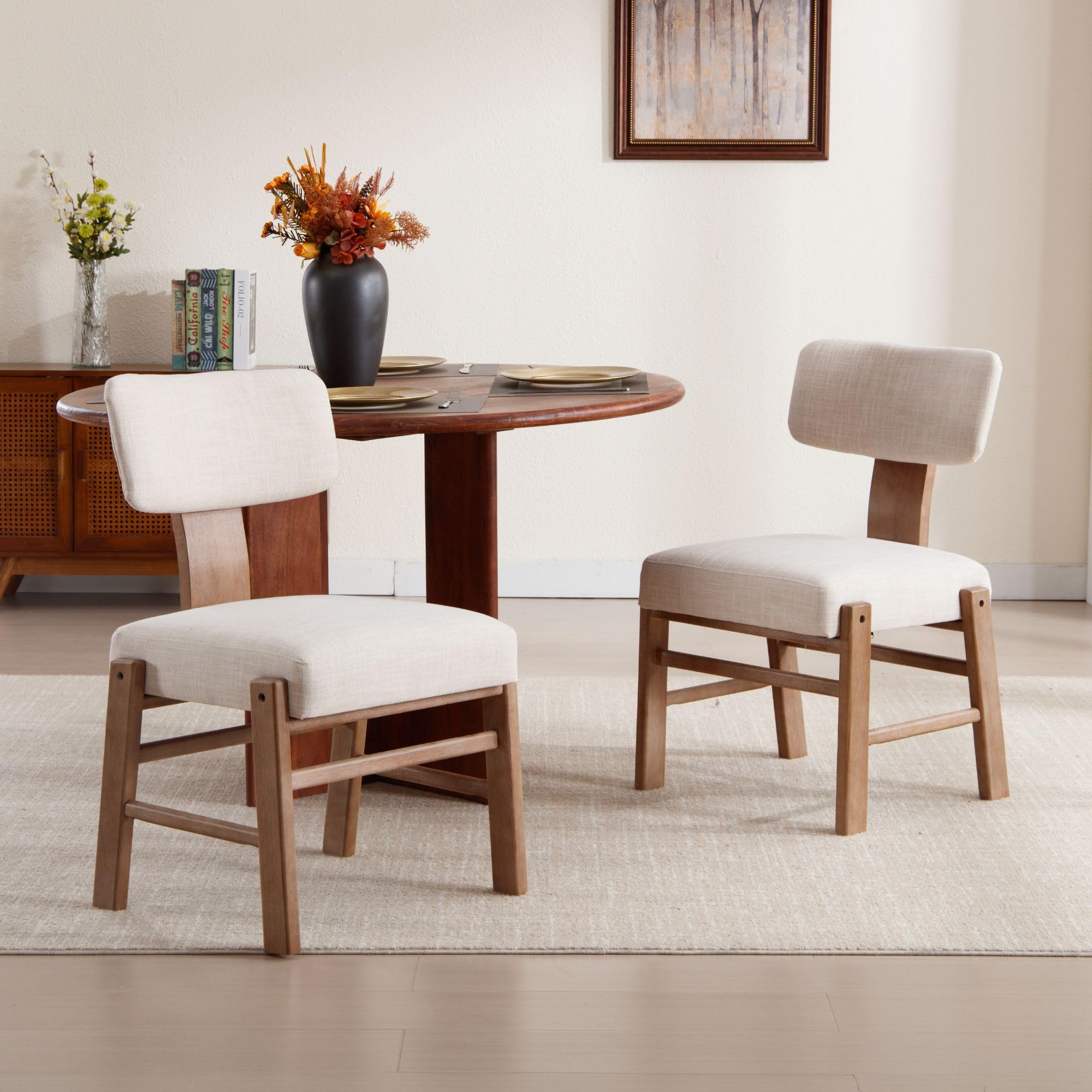 Janoray Curved Back Wood Dining Chairs Set of 2 - 10002DC