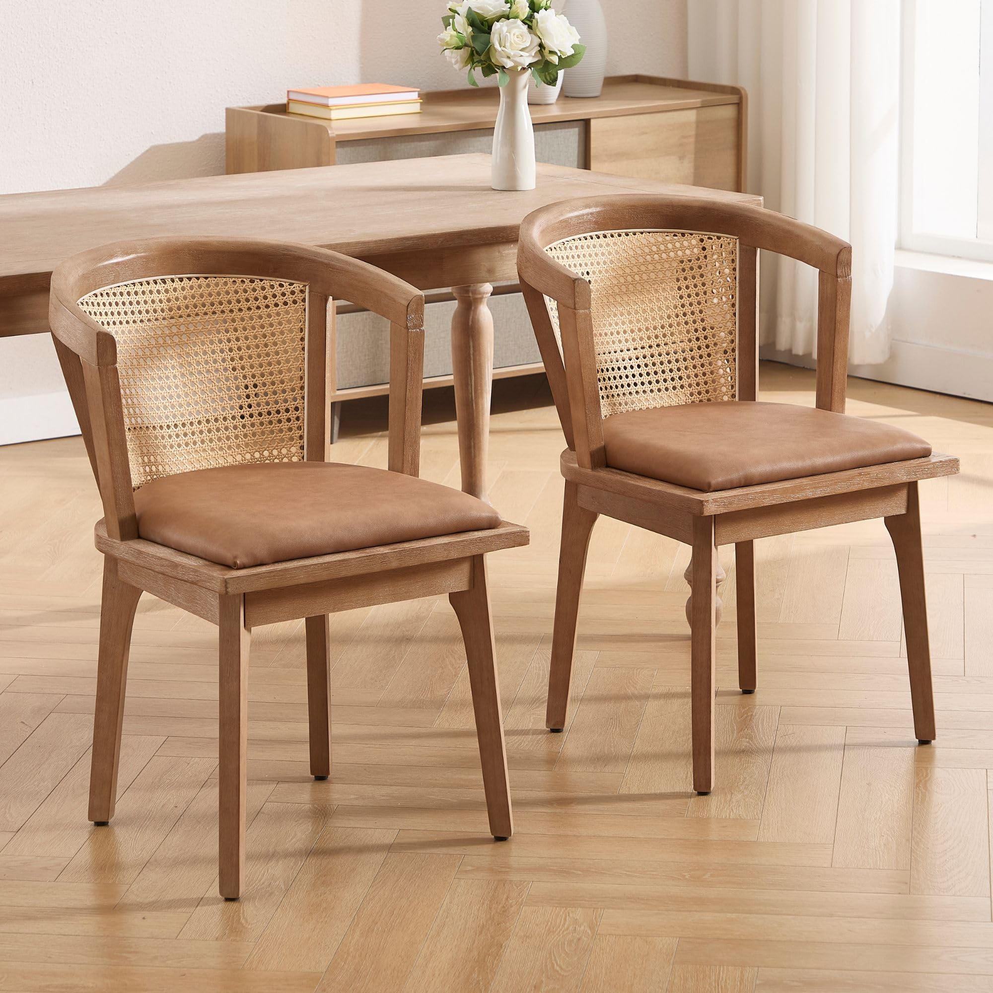 Janoray Dining Chairs with Cane Woven Back Set of 2 - 10085DC