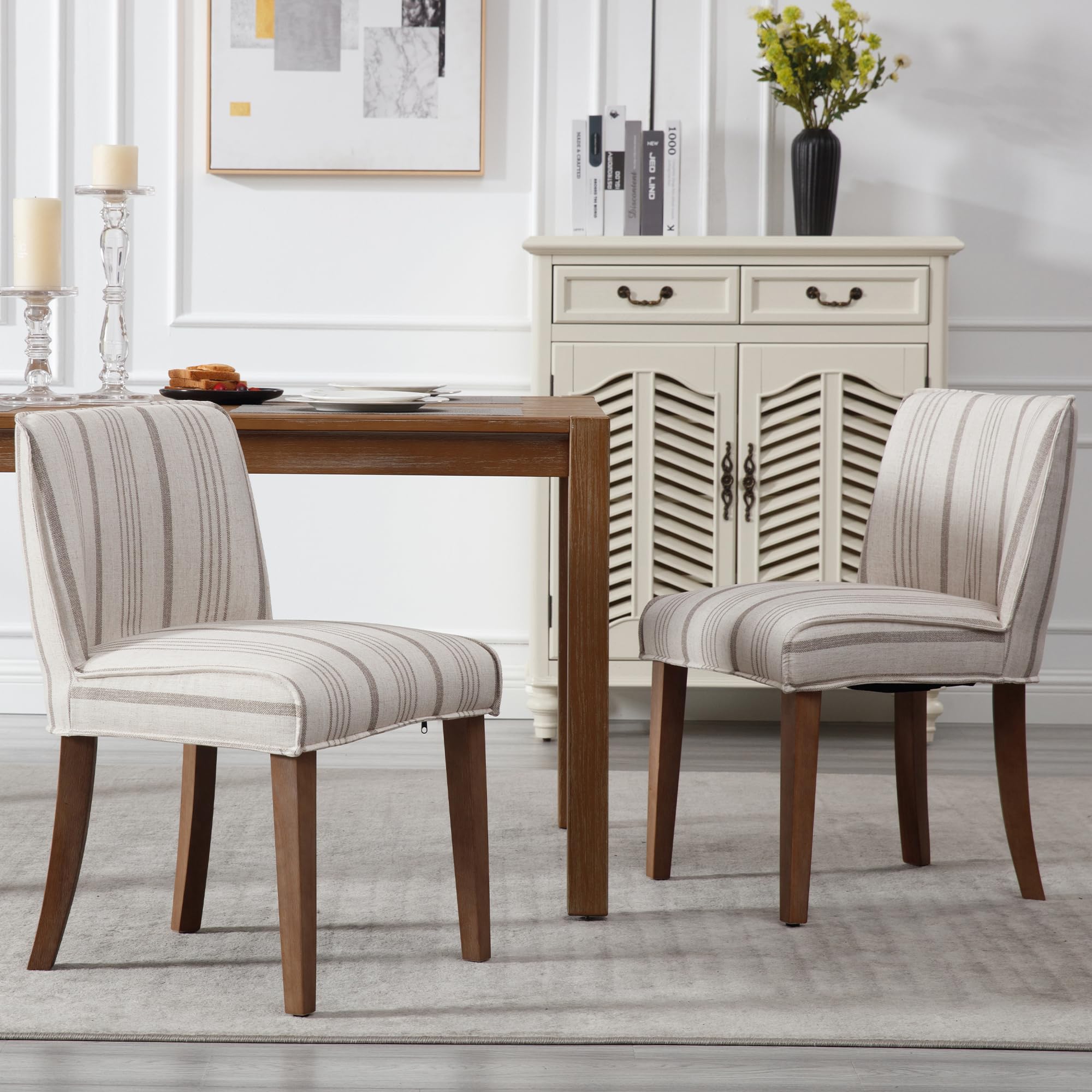Janoray Farmhouse Fabric Dining Chairs Set of 2 - 2223DC