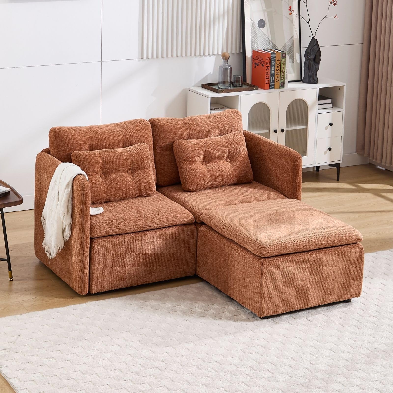 VESCASA Chenille 56.5" Modular Sectional Sofa with Waist Pillow - 90041SF