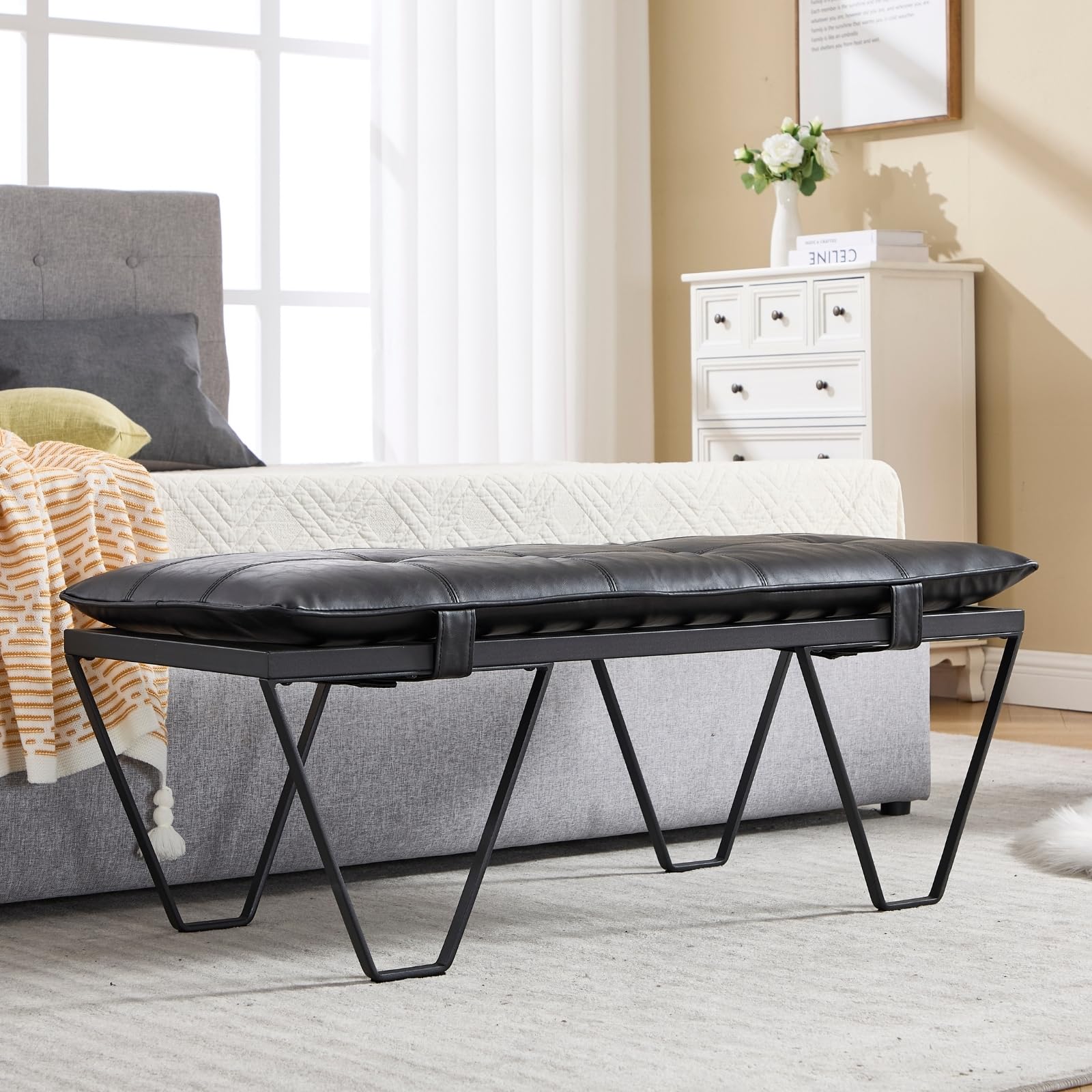 ROCITY 49" Modern Industrial Entryway Bench - 5005BH