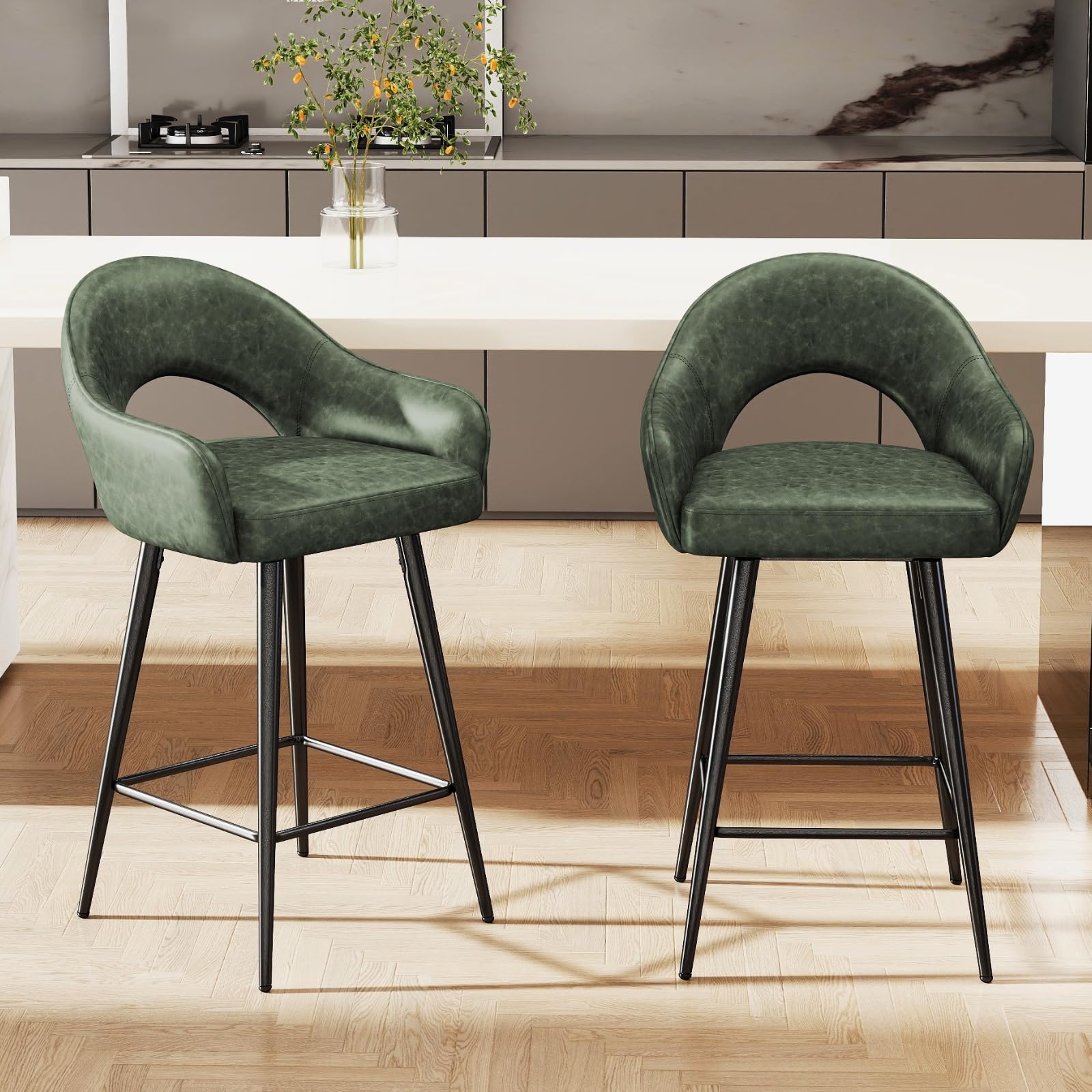 ROCITY 27"H Swivel Upholstered Counter Stools Set of 2 - 2310CS