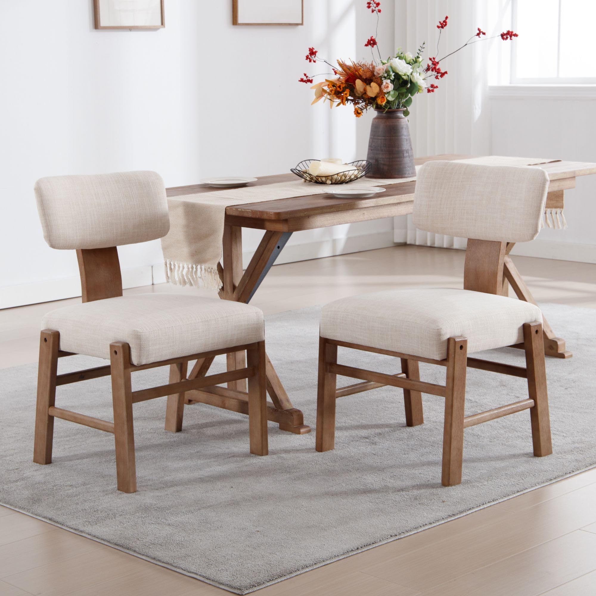 Janoray Curved Back Wood Dining Chairs Set of 2 - 10002DC