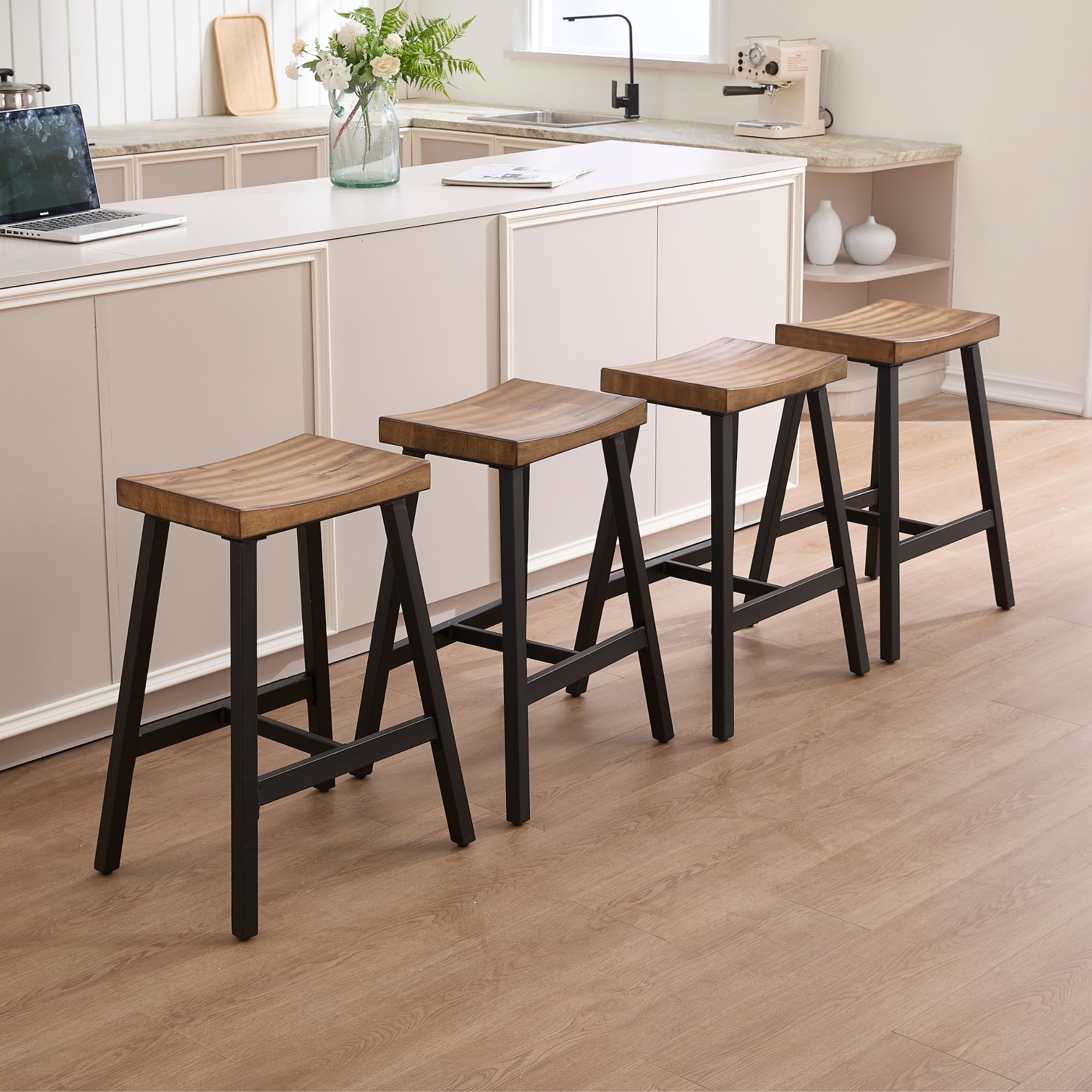 Kmax 26"H Backless Wood Counter Stools Set of 2 - 0519CS