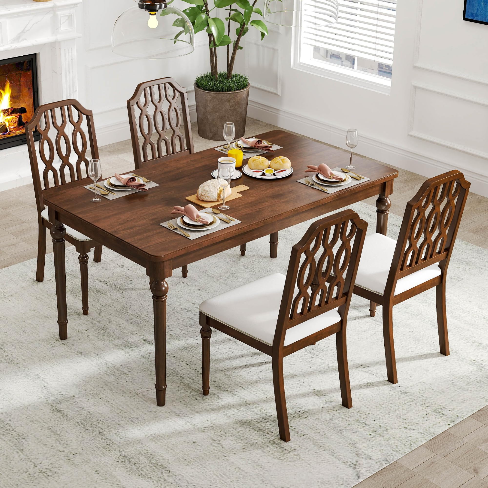 Kmax Farmhouse Rectangle Dining Chairs Set of 2 - 8171