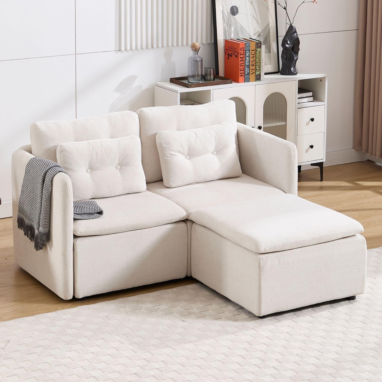 VESCASA Chenille 56.5" Modular Sectional Sofa with Waist Pillow - 90041SF