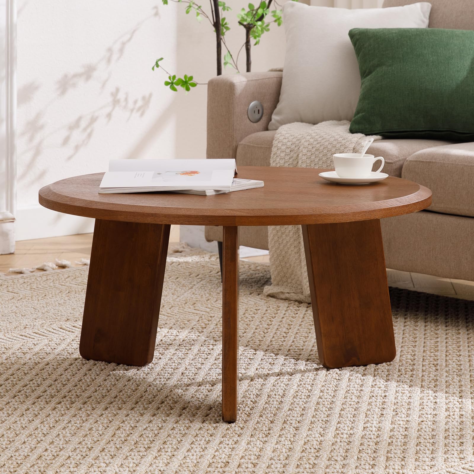 VESCASA Wood Black Round Coffee Table - XX12CT