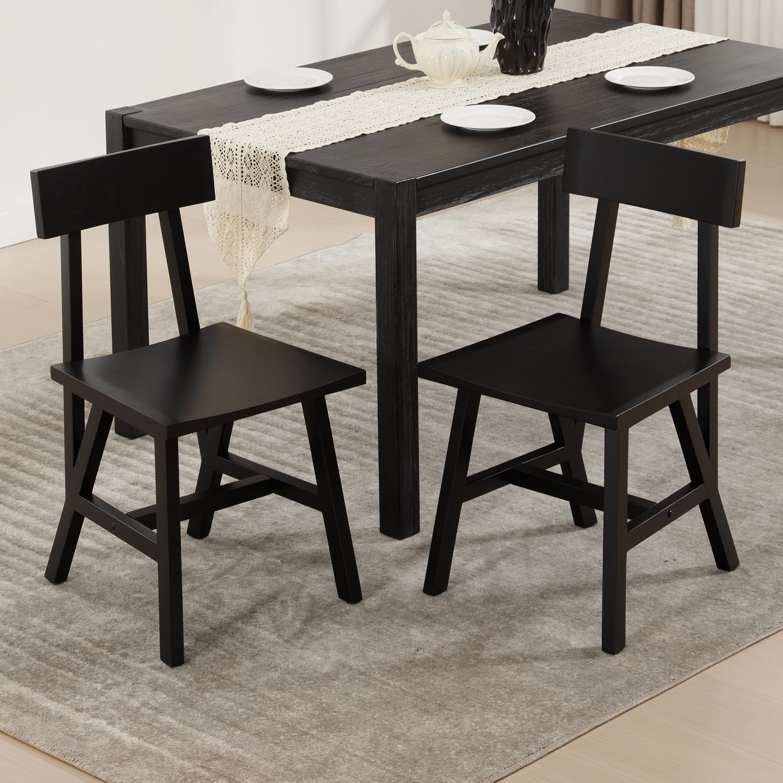 Kmax Oak Wood Dining Chairs Set of 4 - X016DC