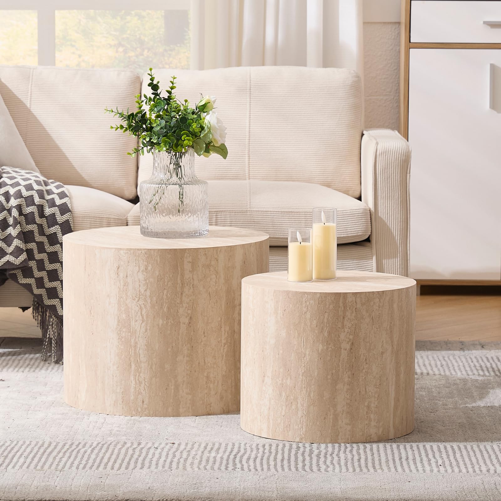 CIMOTA Round Wood Nesting Coffee Table Set of 2 - 24060CT