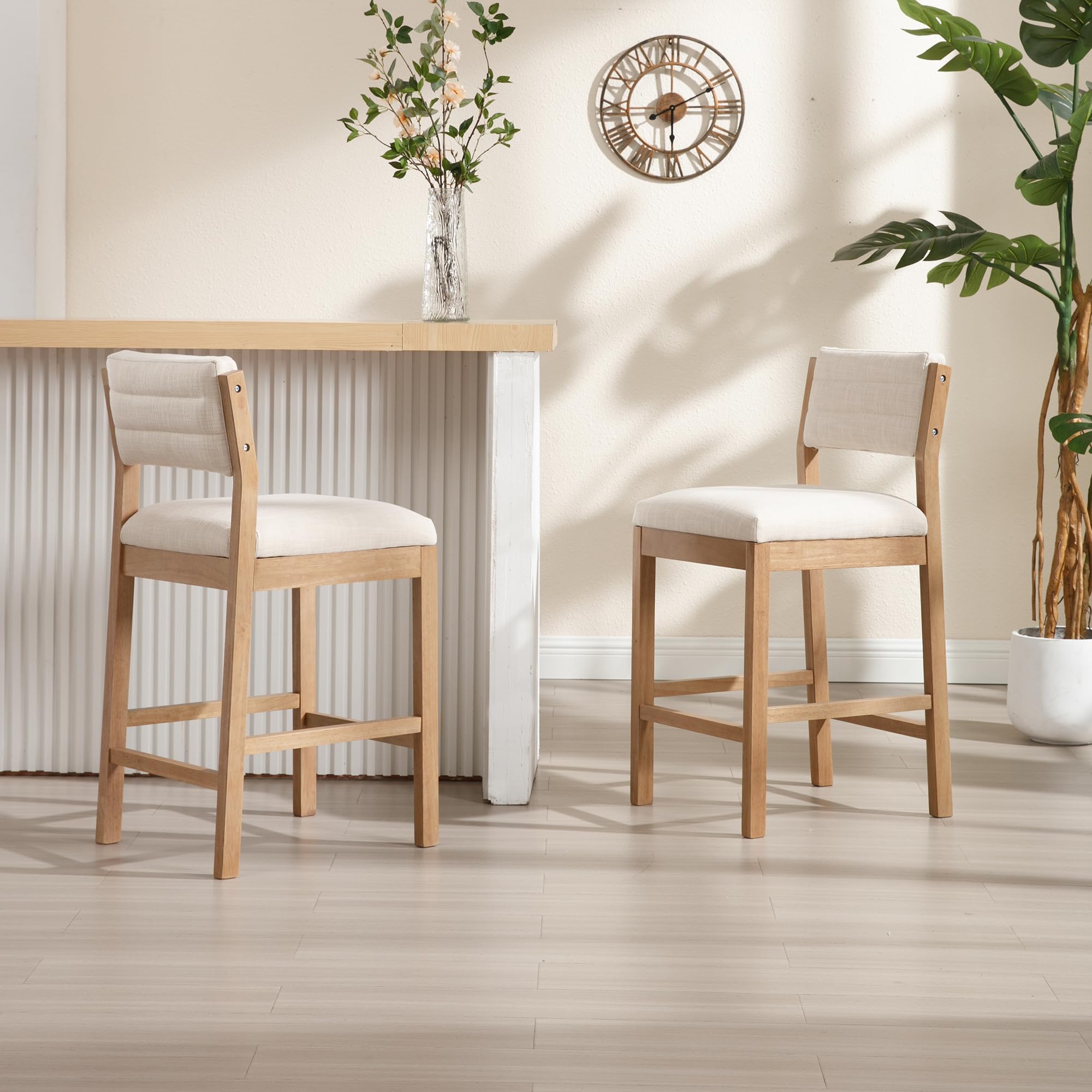 ROCITY 26"H Farmhouse Armless Bar Stools Set of 2 - 5801CS