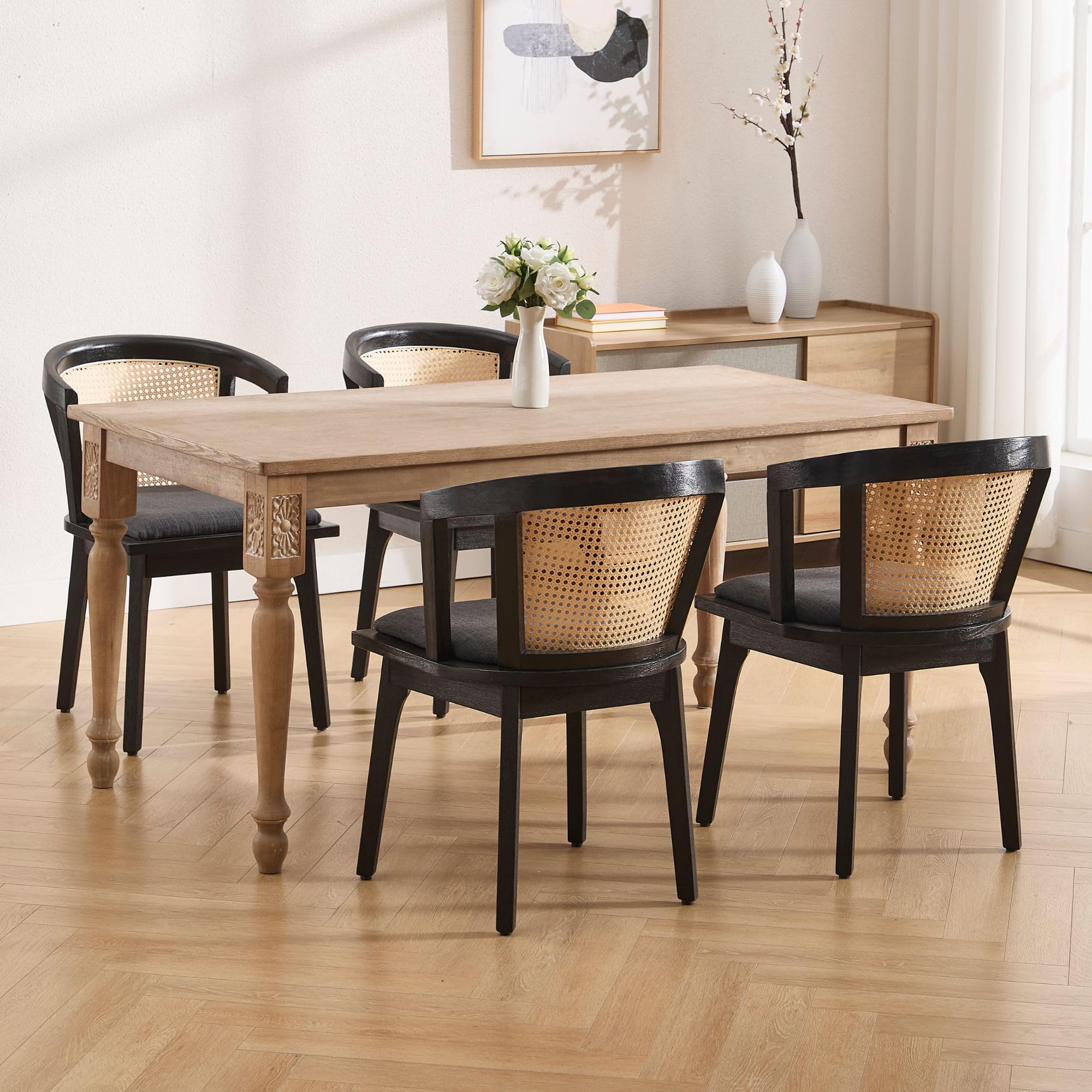 Janoray Dining Chairs with Cane Woven Back Set of 2 - 10085DC