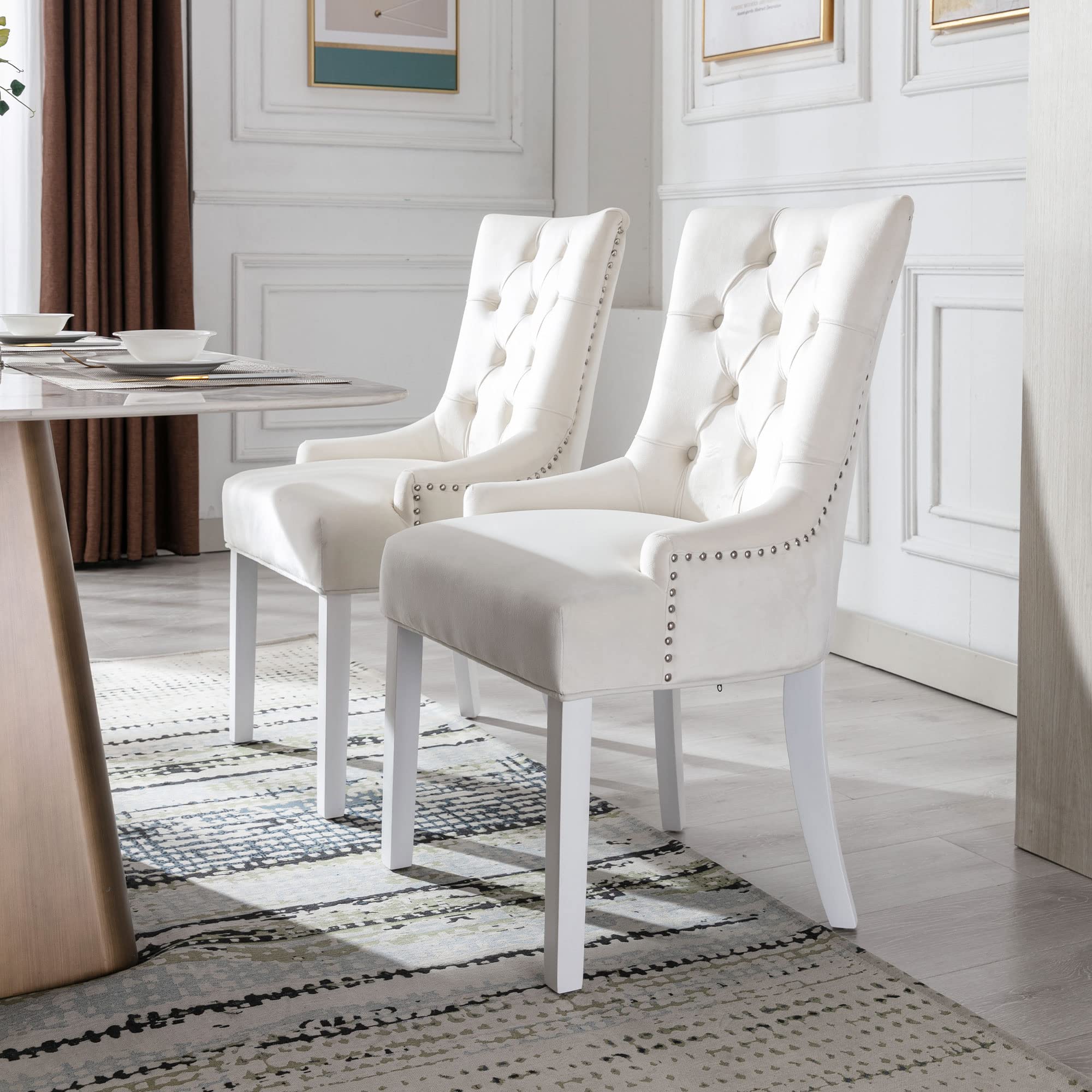 Tufted Velvet Kitchen Chairs Set of 2 - 8338DC