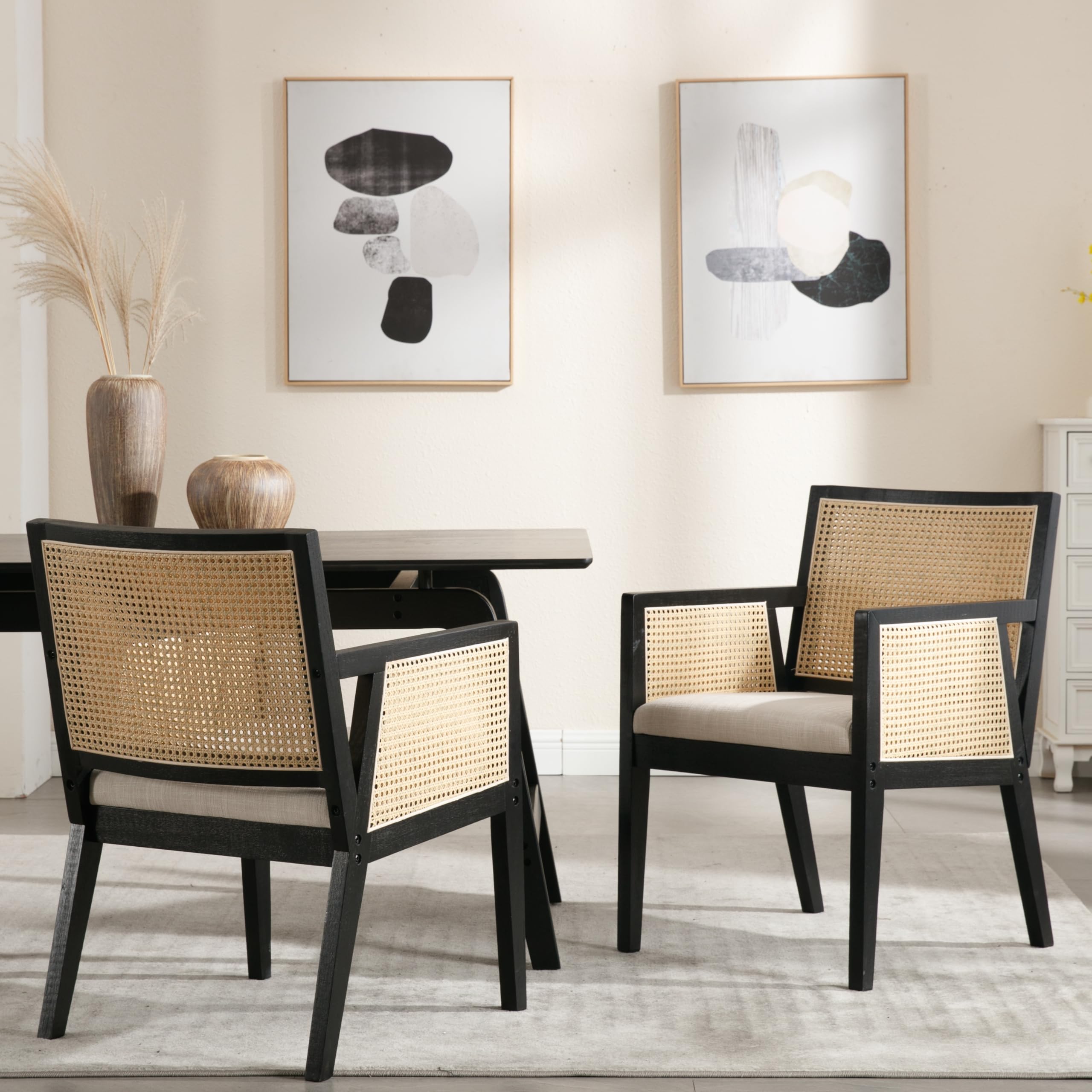 VESCASA Rattan Back Dining Chairs Set of 2 - 10020DC