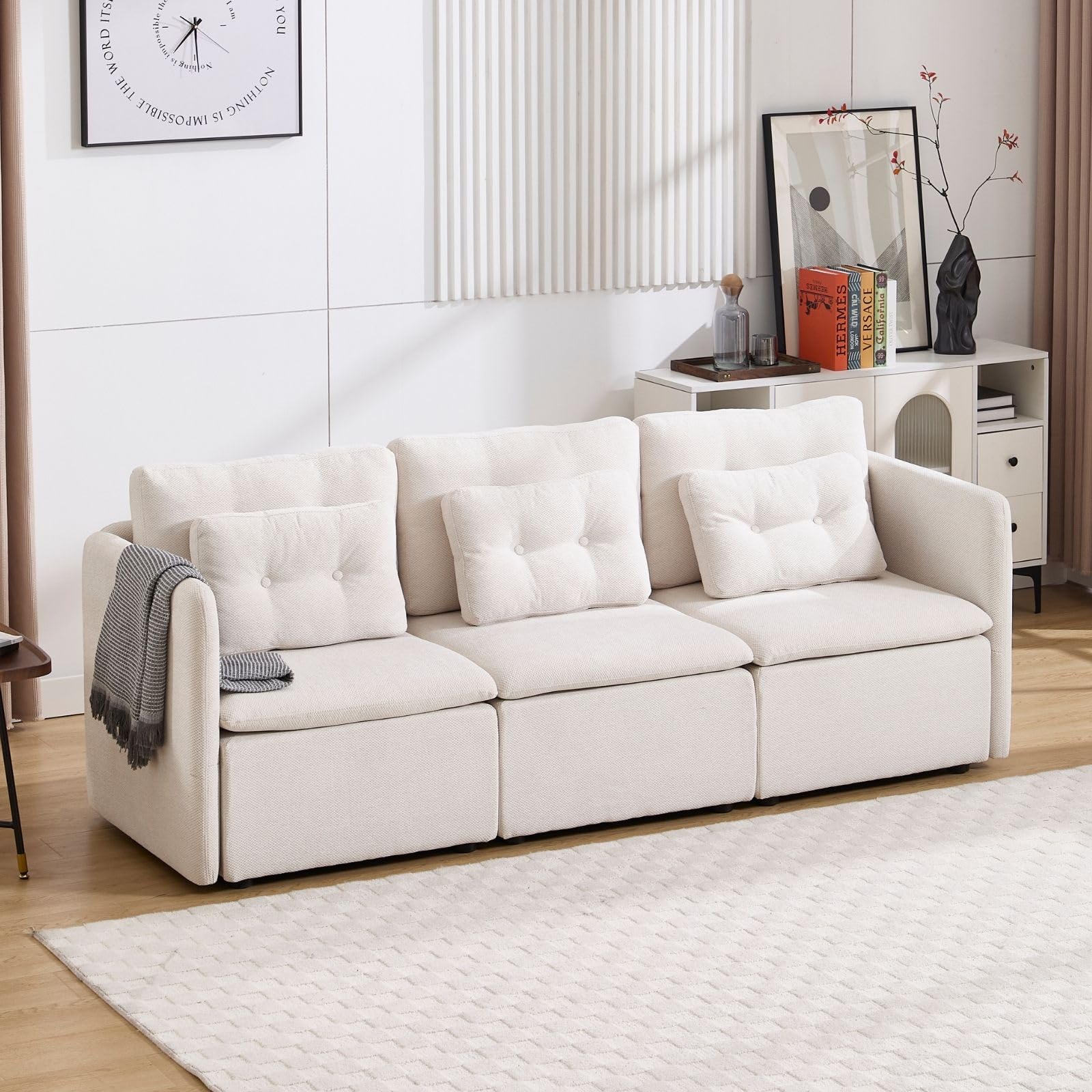 VESCASA Chenille 56.5" Modular Sectional Sofa with Waist Pillow - 90041SF