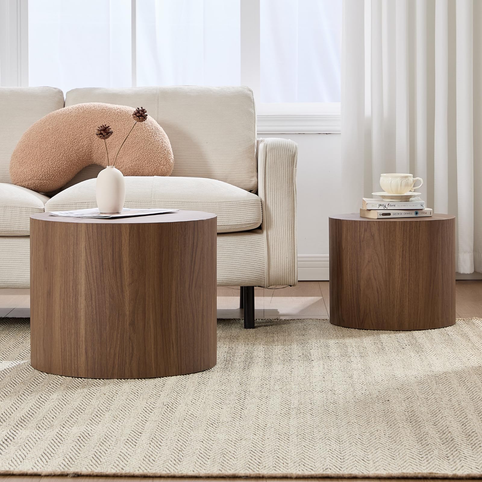 CIMOTA Round Wood Nesting Coffee Table Set of 2 - 24060CT