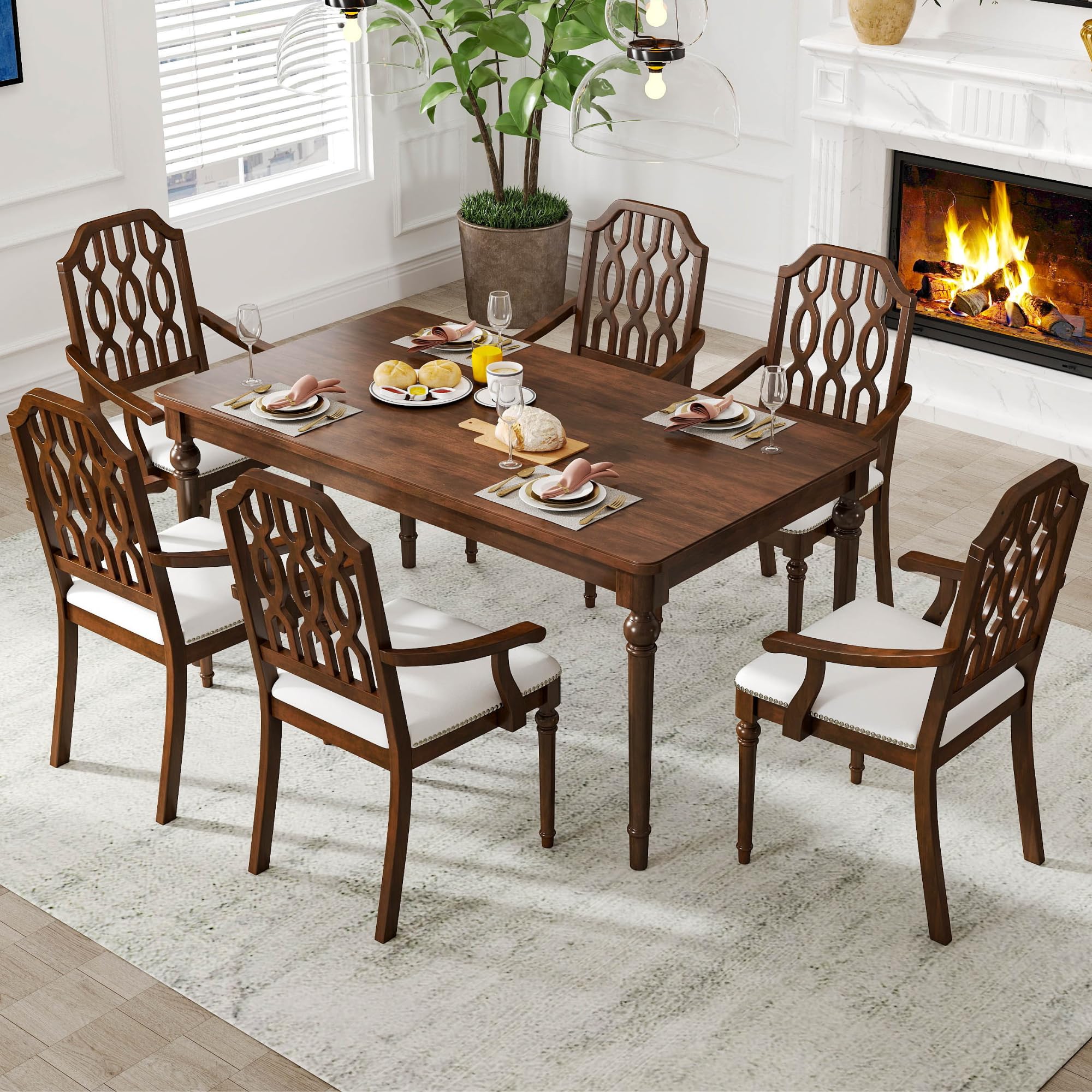 Kmax Farmhouse Rectangle Dining Chairs Set of 2 - 8171