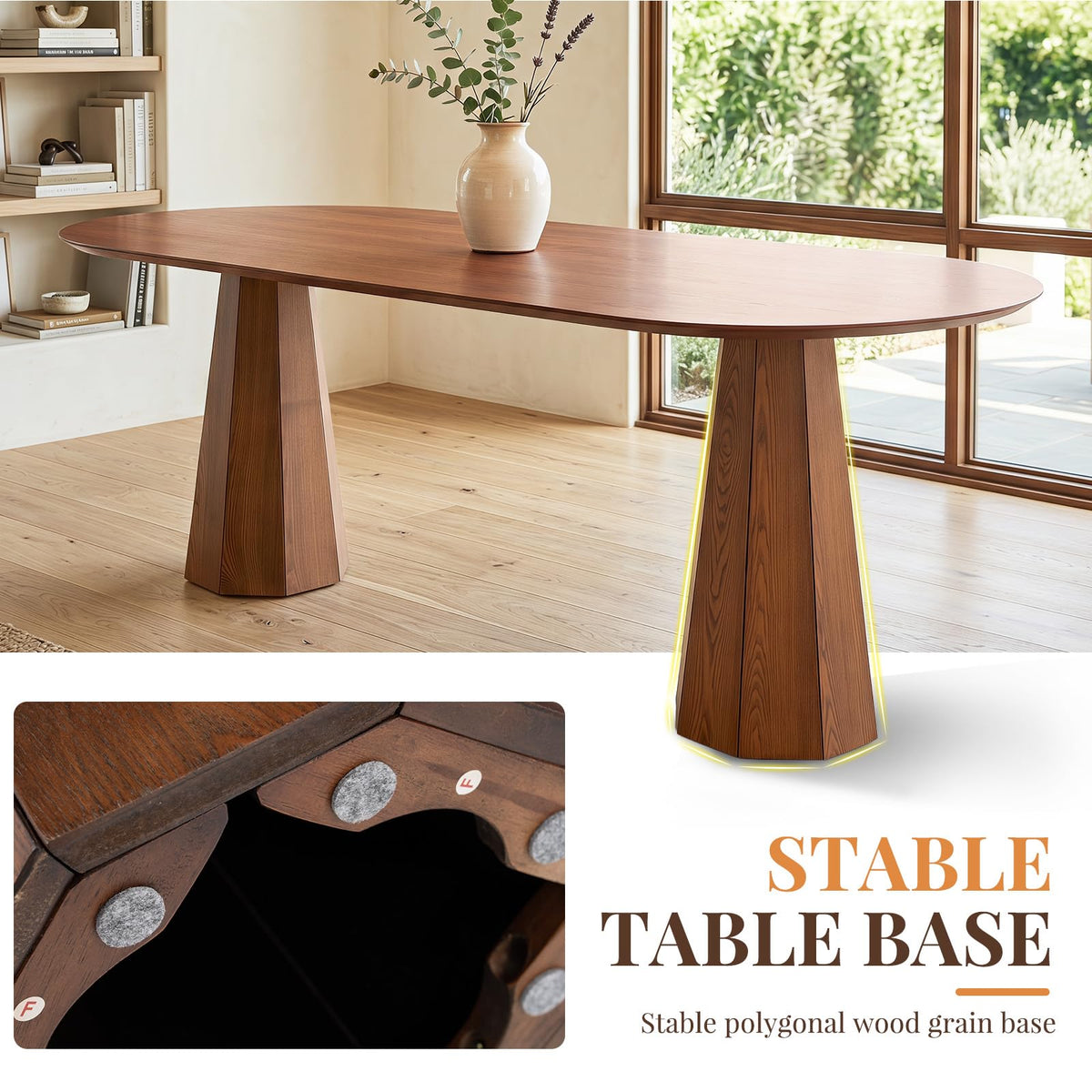 71" Oval Farmhouse Pedestal Dining Table for 6-8