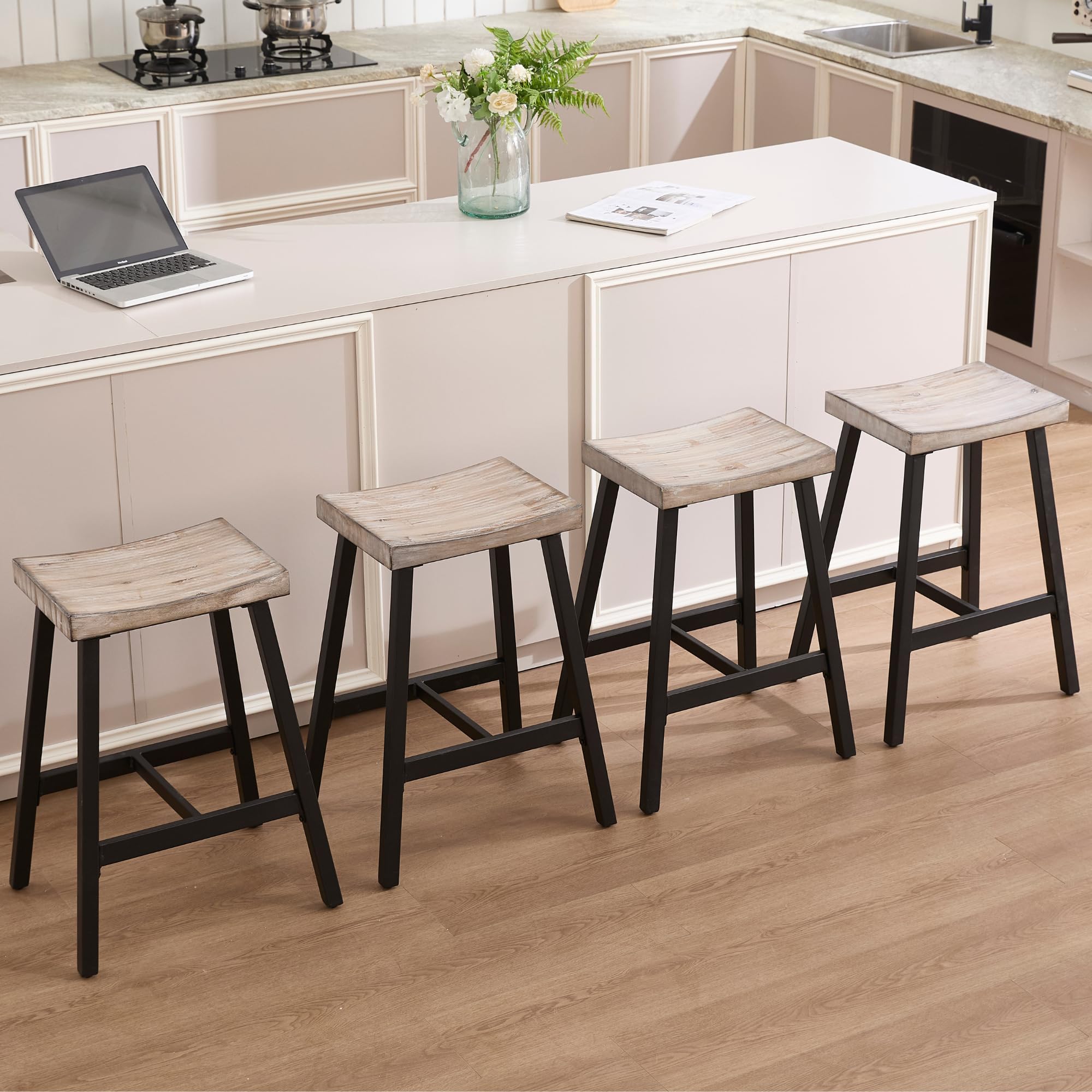 Kmax 26"H Backless Wood Counter Stools Set of 2 - 0519CS