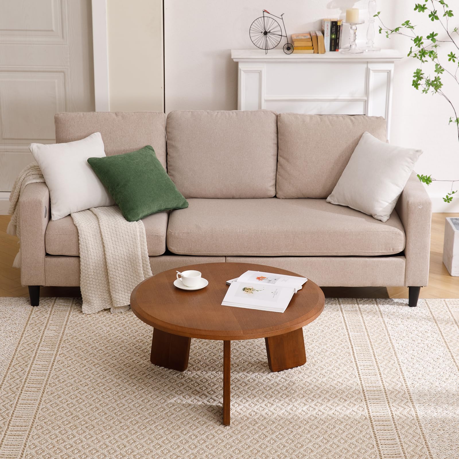 VESCASA Wood Black Round Coffee Table - XX12CT