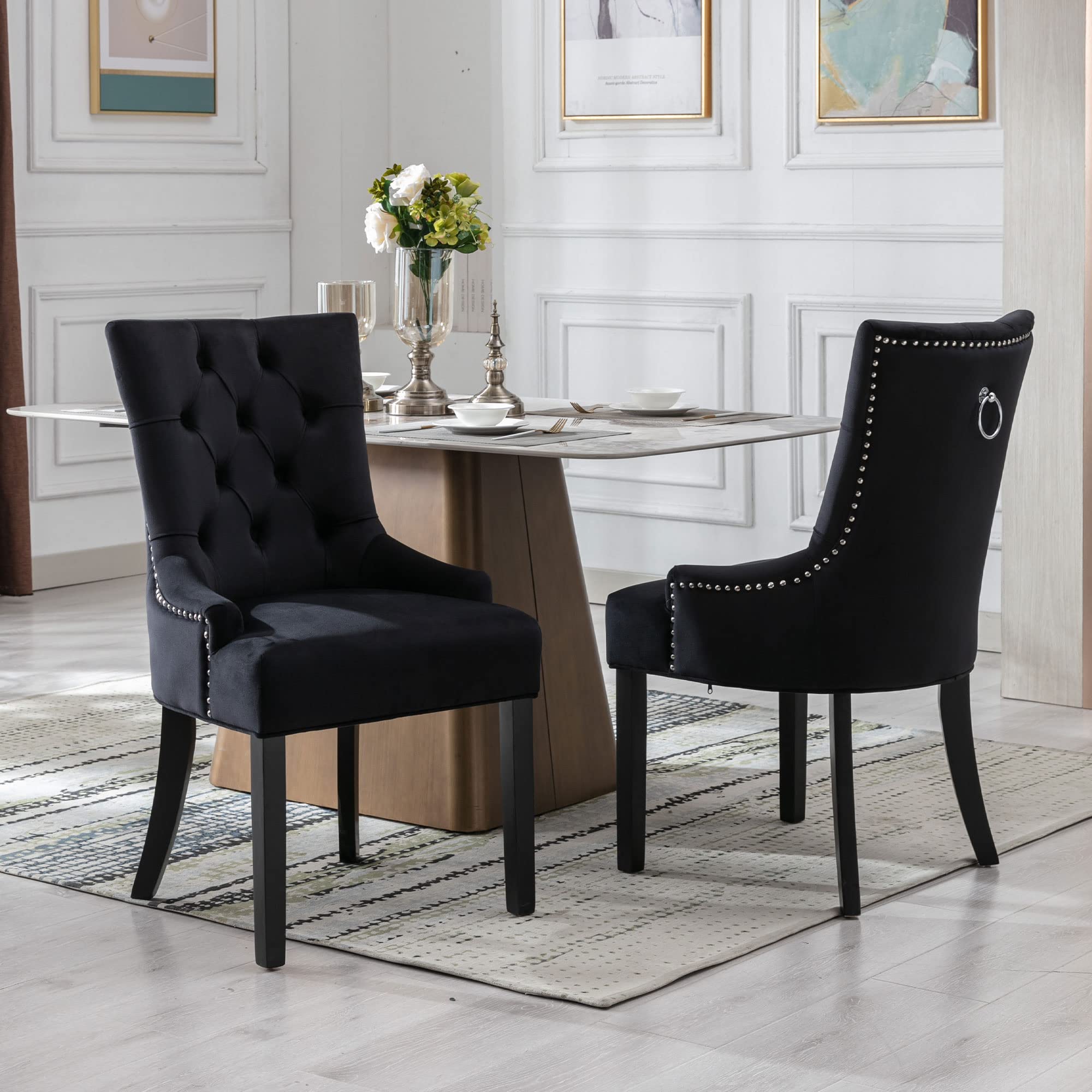 Kmax Tufted Velvet Kitchen Chairs Set of 2 - 8338DC