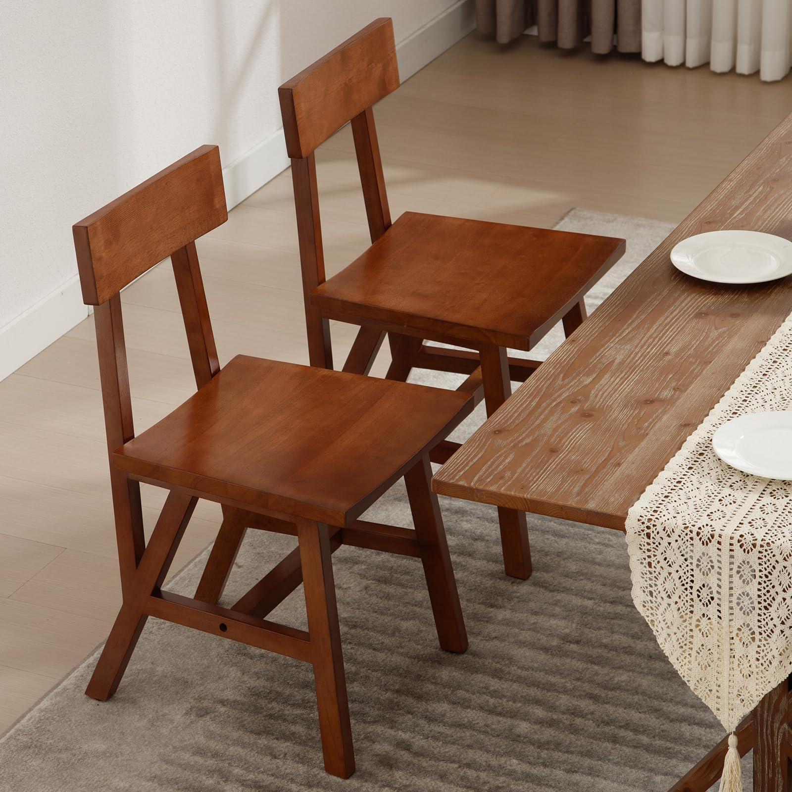 Kmax Oak Wood Dining Chairs Set of 4 - X016DC