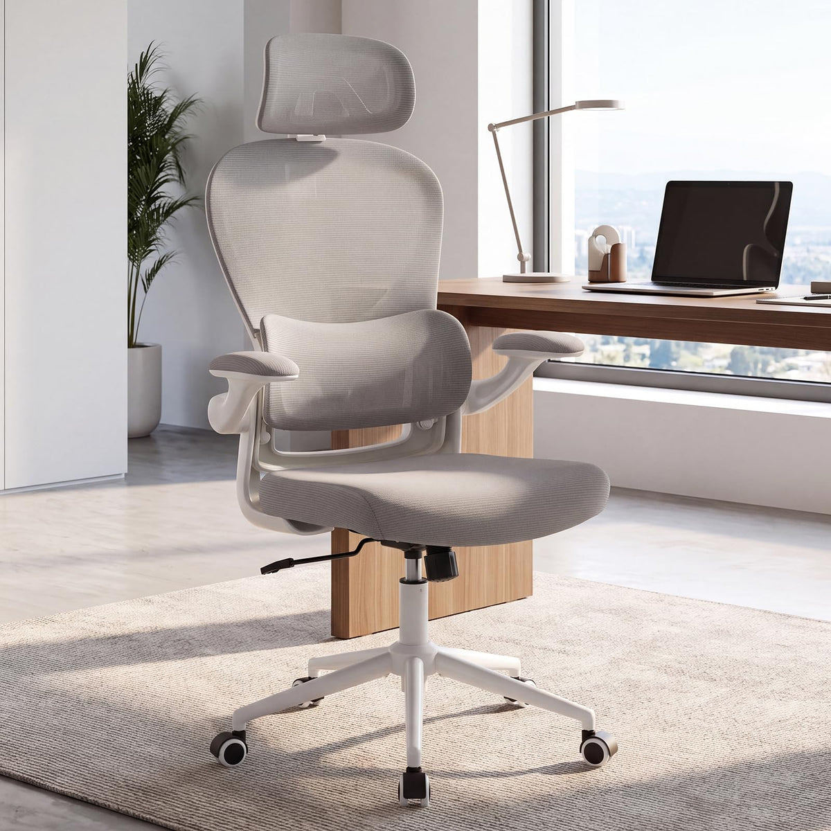 Ergonomic High Back Mesh Office Chair with 4D Headrest & Flip-Up Arms